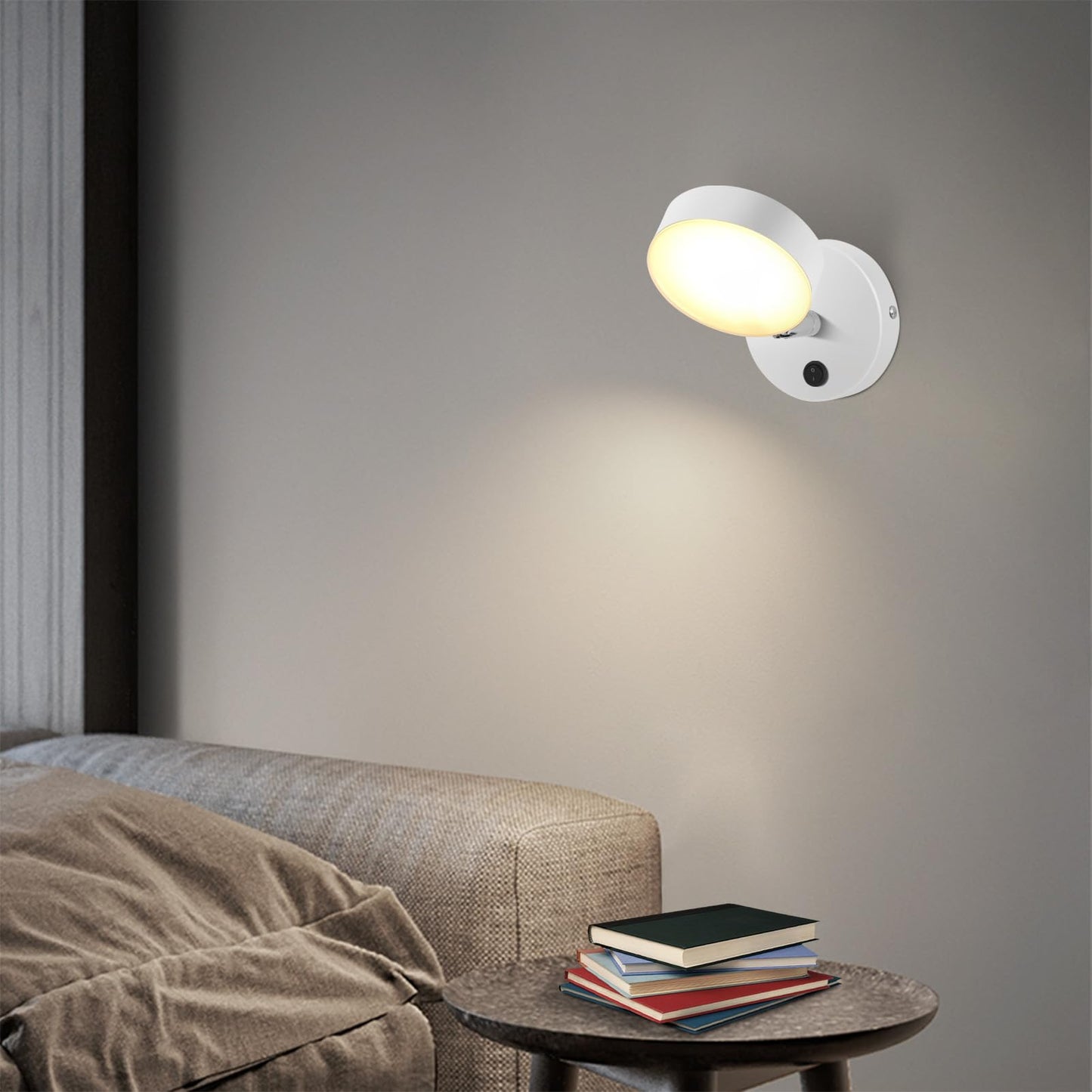 Kawell Modern LED Wall Light Sconce Indoor Rotatable Wall Light with Switch Nordic Style Wall Lamp Hardwired for Bedside, Study, Child Room, White