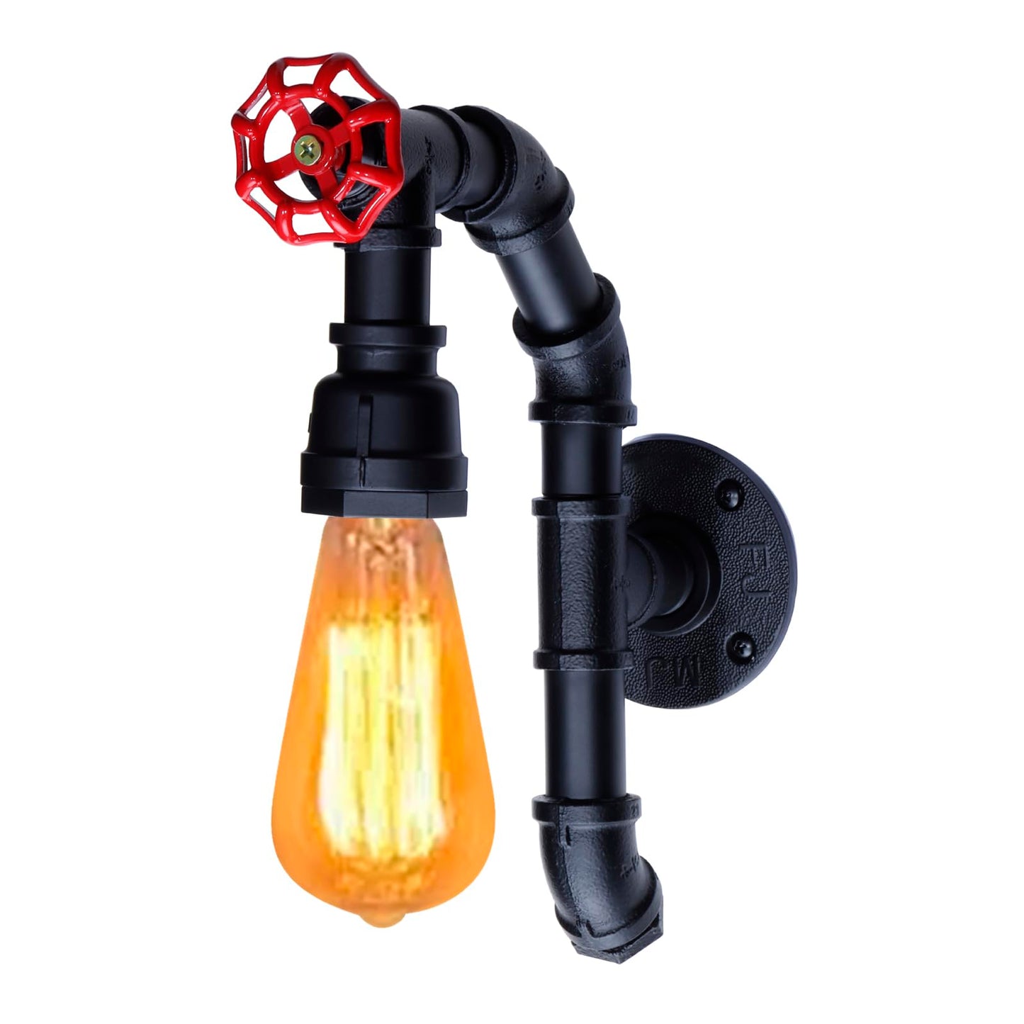 KAWELL Vintage Steampunk Wall Sconce with Switch - Industrial Water Pipe Wall Lamp, E26 Edison Bulb Fixture for Bar, Cafe & Bedroom