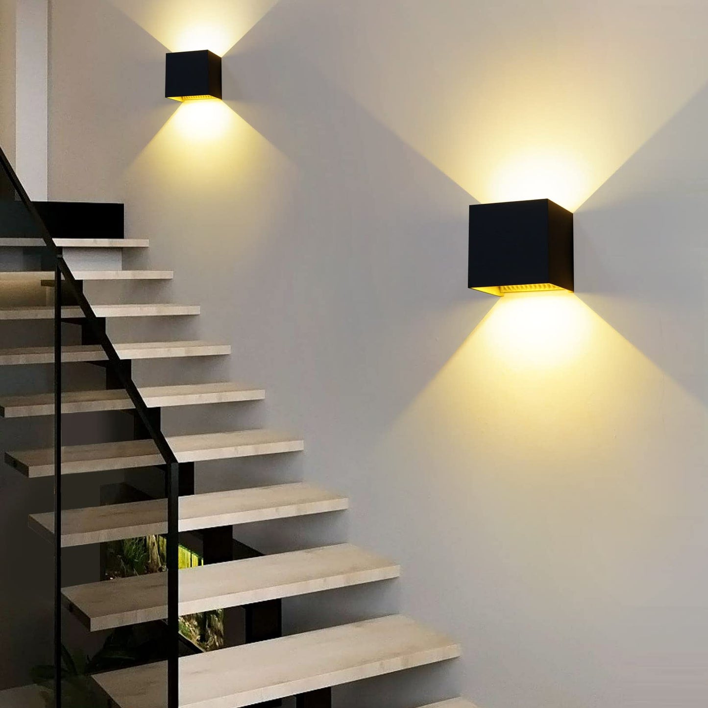 Kawell 12W Modern Wall Sconce Light LED Wall Lamp Waterproof IP65 Aluminum LED Wall Light Adjustable Beam Angle Indoor Outdoor for Bathroom Living Room Bedroom Hallway Corridor Stairs, Black 3000K