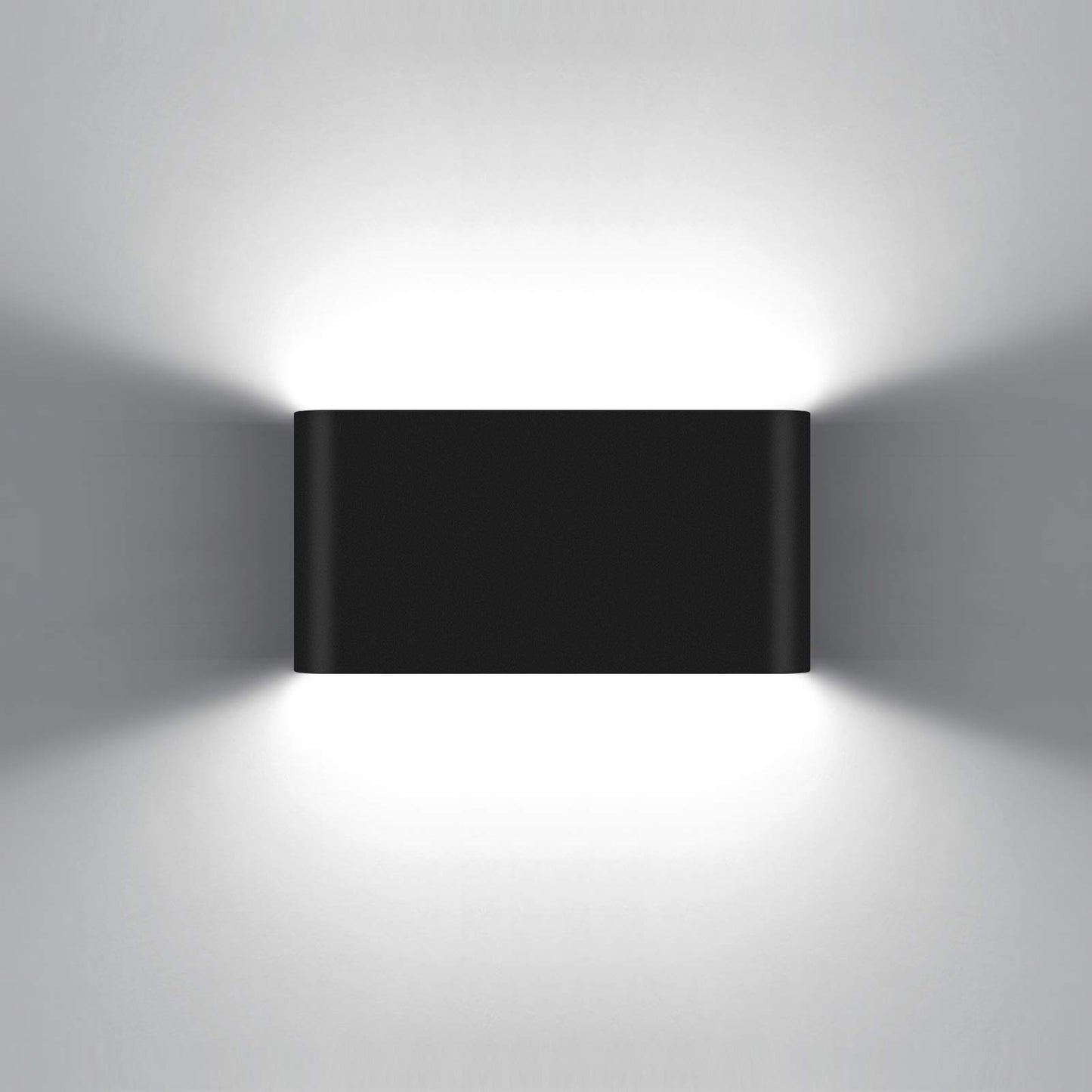 Kawell 12W Waterproof Modern Wall Sconce LED Wall Light Up Down Aluminum Wall Lamp LED Indoor Outdoor for Bathroom Living Room Bedroom Hallway Lounge Porch Corridor, Black 6000K
