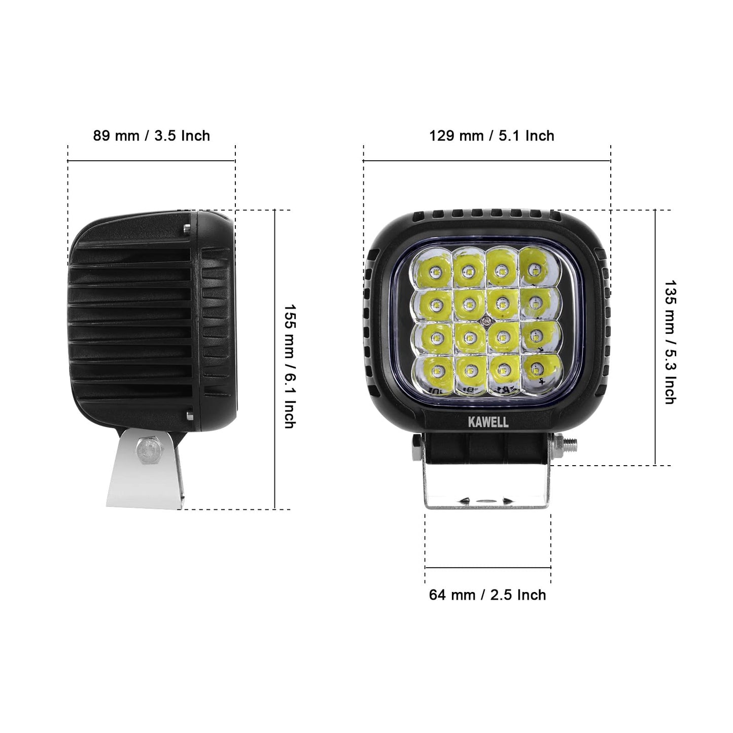 Kawell 48W LED Driving Light Add-On Fog Light 6000K Spotlight LED Light Pods IP67 Waterproof LED Work Light for Off Road Motorcycle ATV UTV 4X4 SUV Truck Tractor Boat