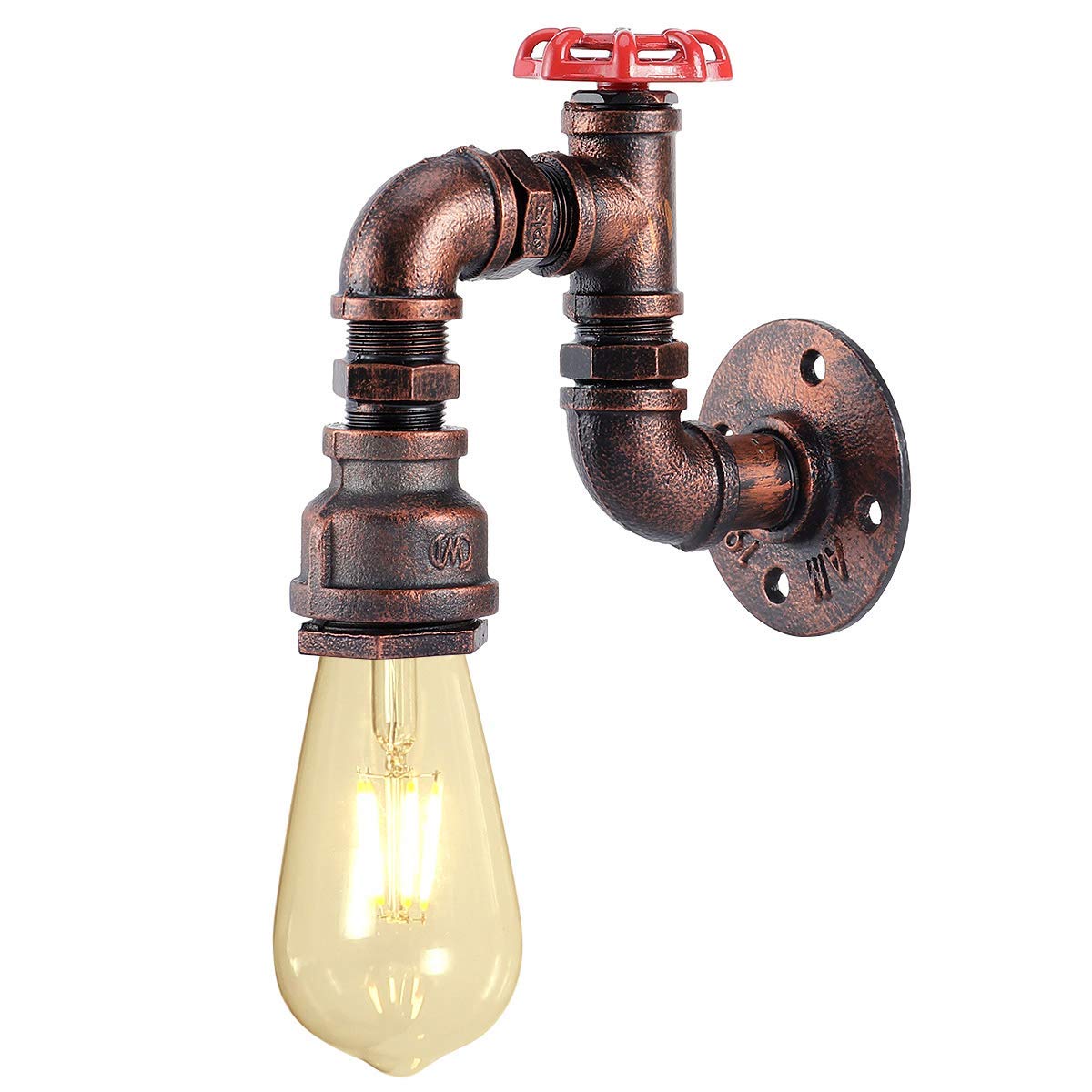 Kawell Vintage Wall Light Fixtures Industrial Retro Wall Sconce Light Creative Water Pipe Wall Lamp Iron Art E26 60W Max for Bedroom Kitchen Restaurant Loft Cafe Bar Hallway