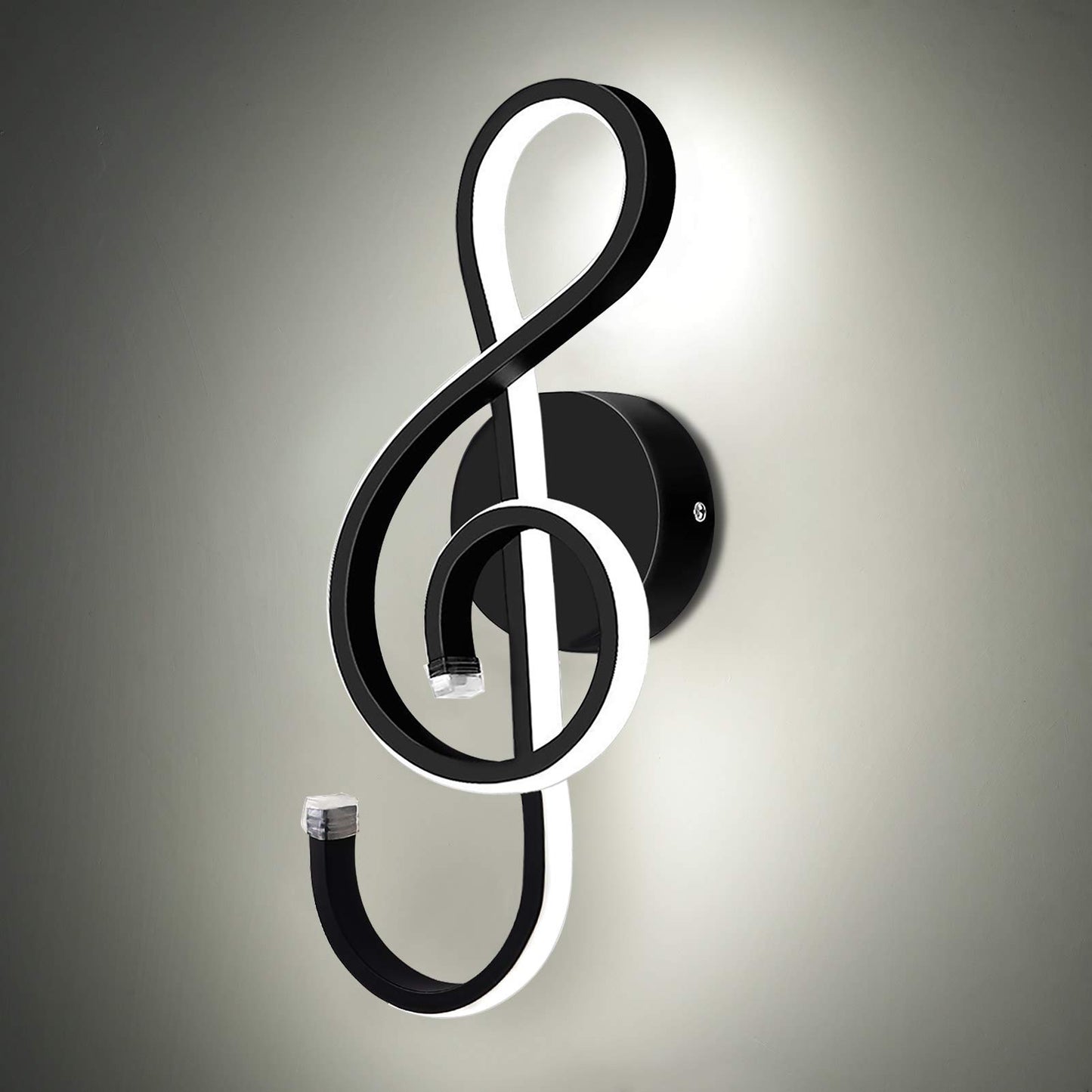 Kawell 22W Indoor LED Wall Light Modern LED Wall Sconce Light Creative Wall Lamp LED Music Symbol Art Decoration for Bedroom Living Room Cafe Lounge Stairs Corridor, Black 6000K