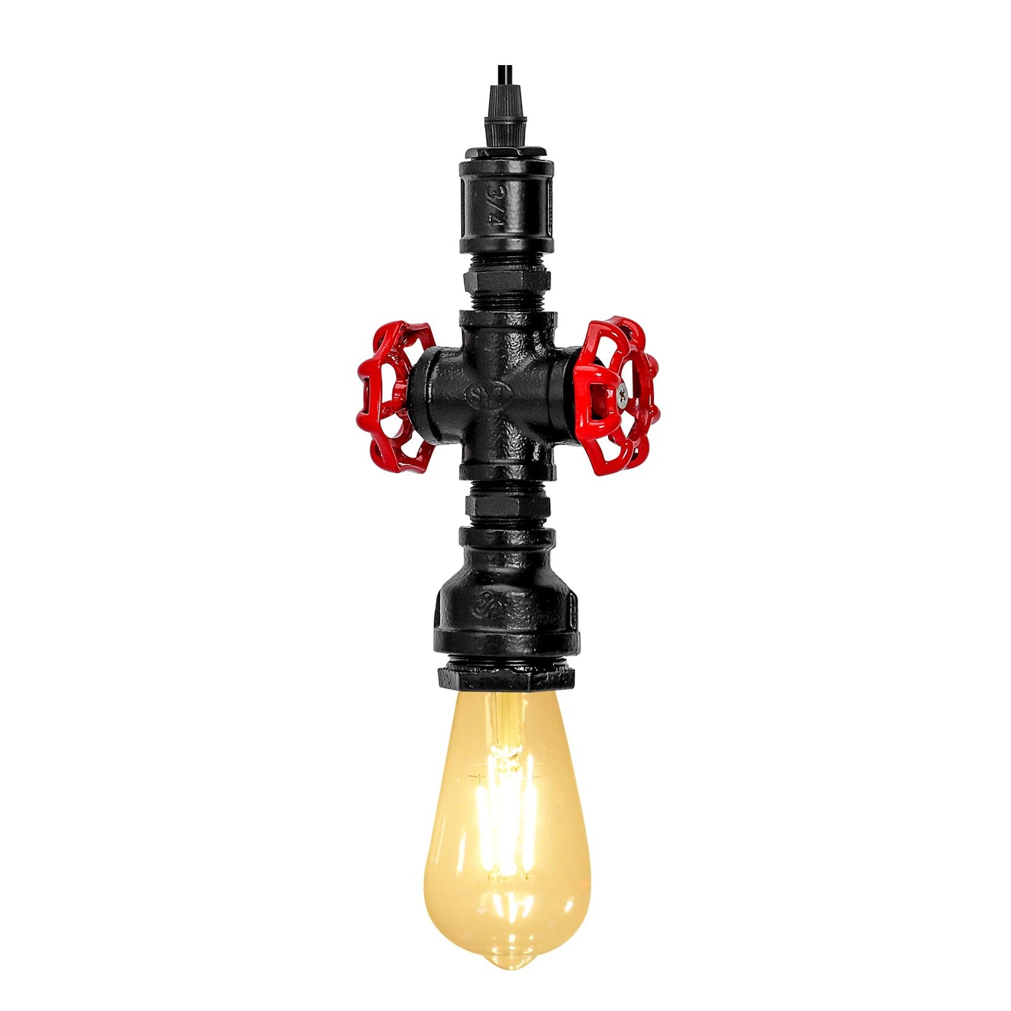 Kawell Vintage Pendant Light Fixtures Industrial Retro Ceiling Chandelier Creative Water Pipe Hanging Light Fixtures Art Deco Iron E26 60W Max for Bedroom Cafe Bar Restaurant Kitchen, Black Color