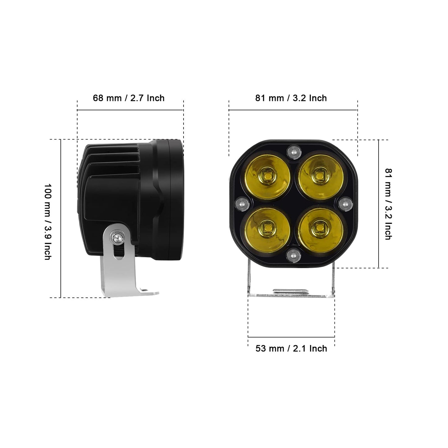 Kawell 40W LED Fog Light Pods 3000K Spotlight LED Driving Light IP67 Waterproof LED Work Light Pods for Motorcycle Off road ATV UTV 4X4 SUV Truck Tractor Boat