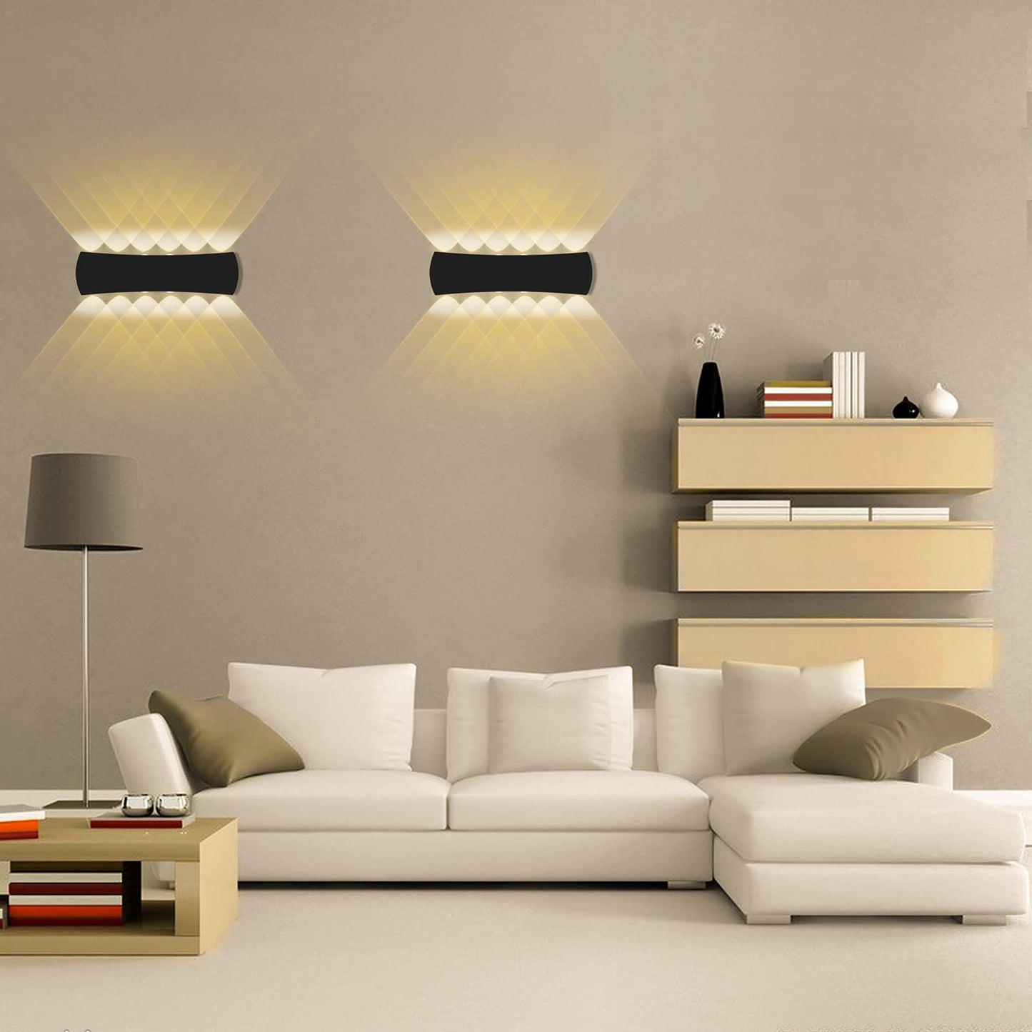 Kawell 12W Modern Wall Sconces LED Wall Light Up Down Indoor Outdoor Aluminum Wall Lamp LED Waterproof IP65 for Bedroom Living Room Bathroom Stairs Hallway Corridor Porch, Black 3000K