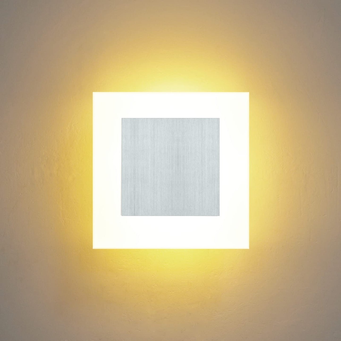 Kawell Modern 10W LED Wall Sconces Indoor LED Wall Light Square Acrylic LED Wall Lamp Minimalists LED Wall Light Sconce for Bedroom Living Room Stairwell Hallway Lounge, Warm White