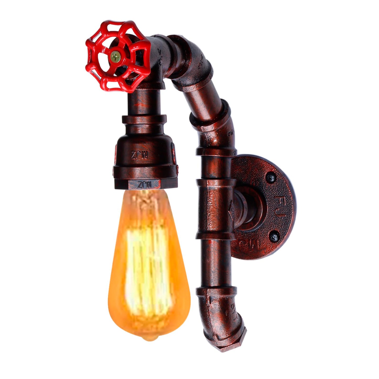KAWELL Vintage Steampunk Wall Sconce with Switch - Industrial Water Pipe Wall Lamp, E26 Edison Bulb Fixture for Bar, Cafe & Bedroom
