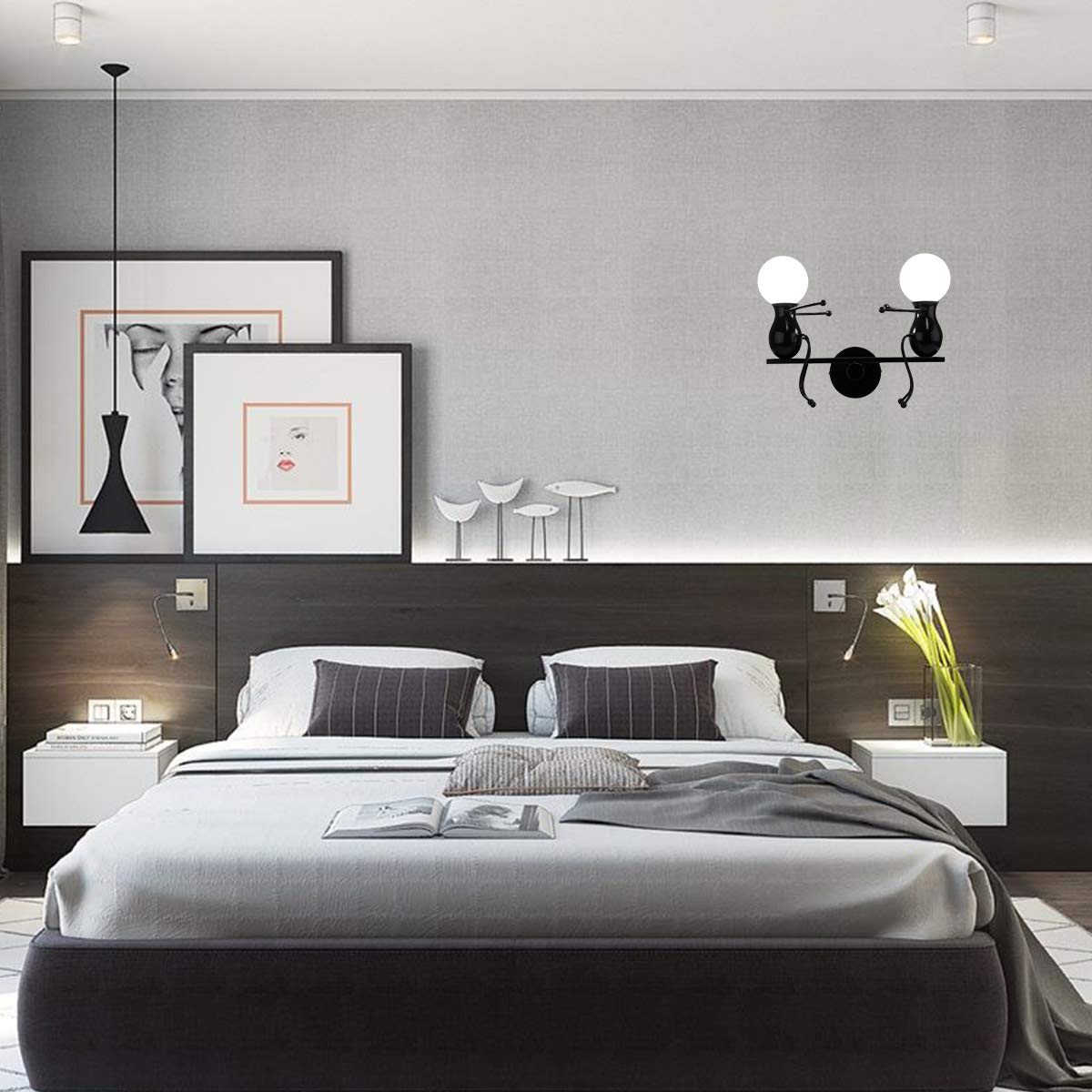 Kawell Humanoid Wall Light Fixtures Modern Wall Lamp Creative Wall Sconce Light Art Deco Max 60W E26 Base for Children Room Bedroom Bedside Living Room Stairs Hallway Restaurant Kitchen