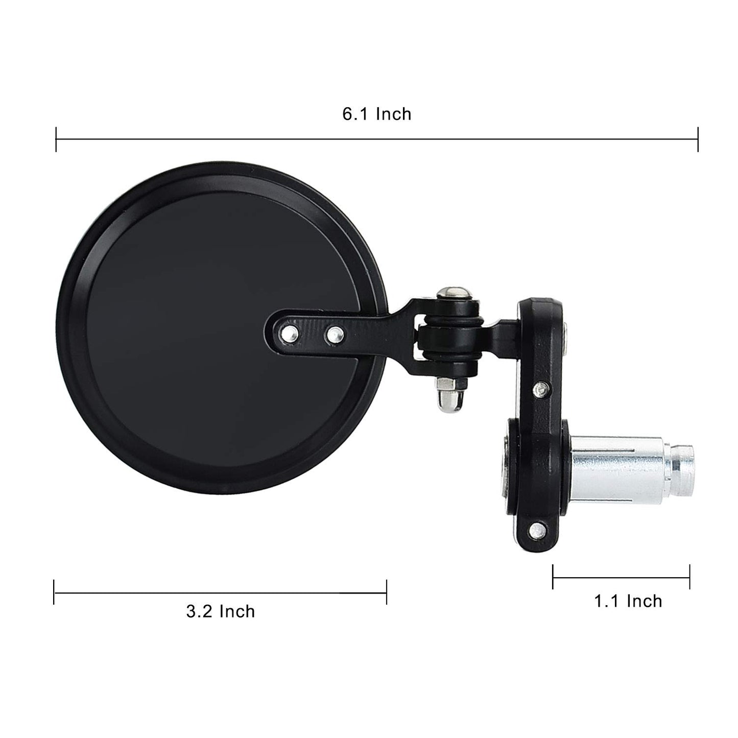 KAWELL Motorcycle Mirrors Round End Convex Rear View Side Mirror for 7/8" Handle Folding Bar fits Most Honda Scooter Harley Davidsons Suzuki Victory Yamaha and More