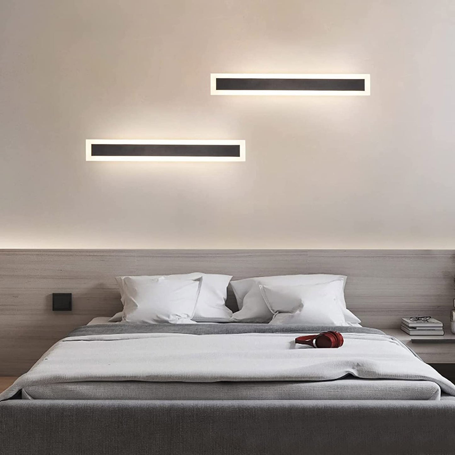 Kawell 15W Waterproof LED Wall Light with Plug in Cord Long Strip Acrylic LED Wall Lamp with Switch Indoor Outdoor for Porch Patio Garage Courtyard Exterior Wall Bedroom Living Room Hallway
