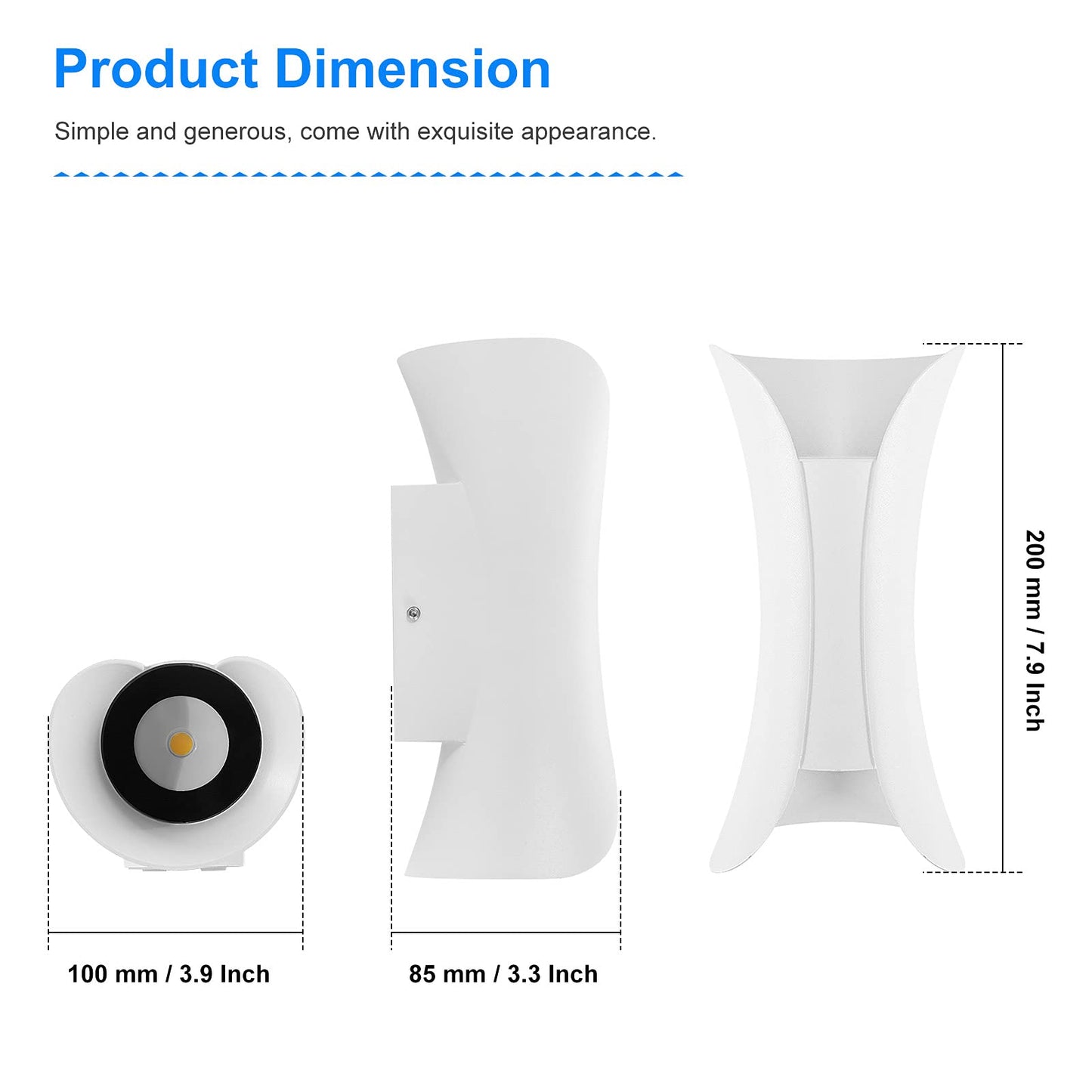 Kawell Creative 10W Modern Wall Light LED Wall Lamp Up Down Waterproof IP65 Aluminum Wall Sconce Light LED Indoor Outdoor for Bedroom Bathroom Living Room Corridor Entrance Stairs Porch