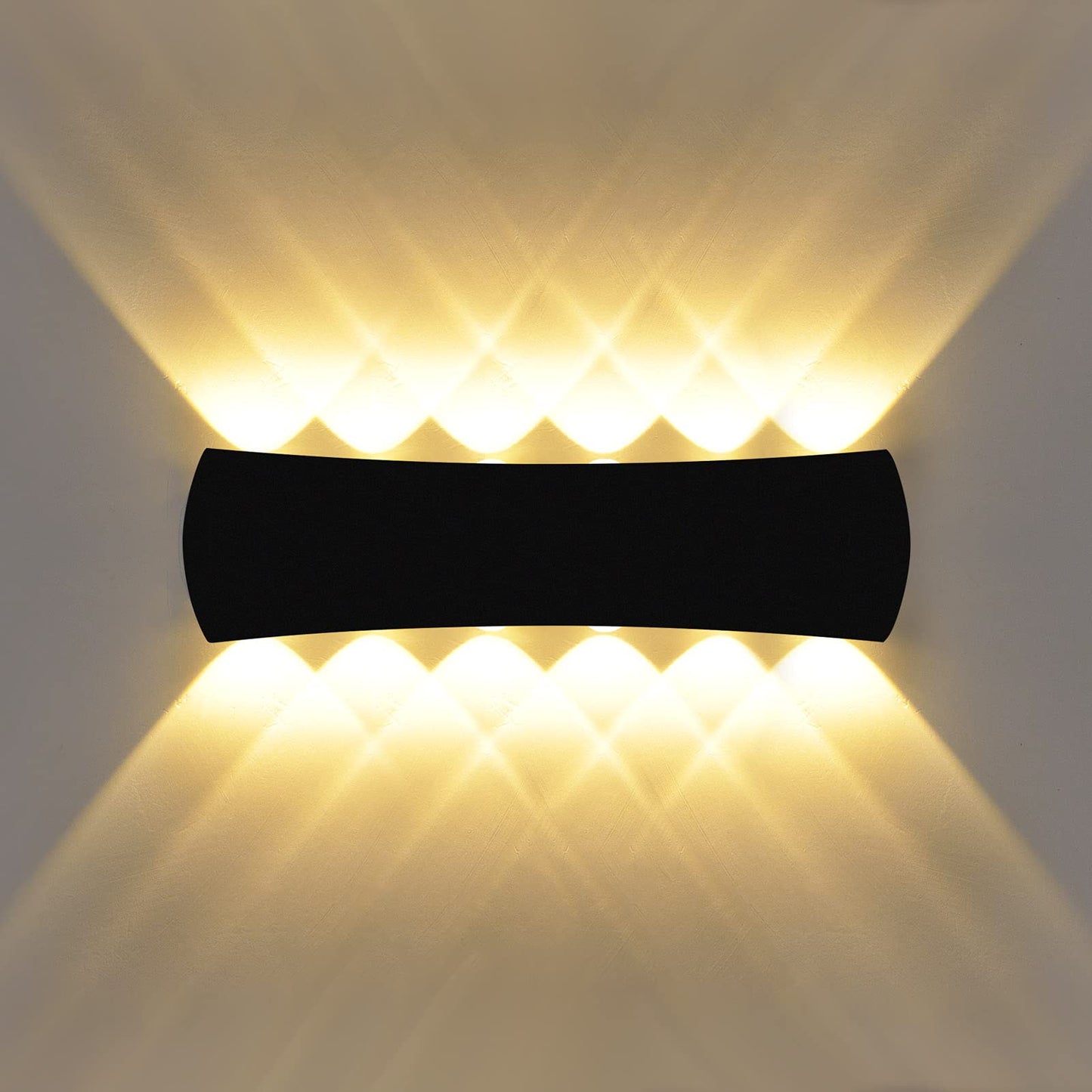 Kawell 12W Modern Wall Sconces LED Wall Light Up Down Indoor Outdoor Aluminum Wall Lamp LED Waterproof IP65 for Bedroom Living Room Bathroom Stairs Hallway Corridor Porch, Black 3000K