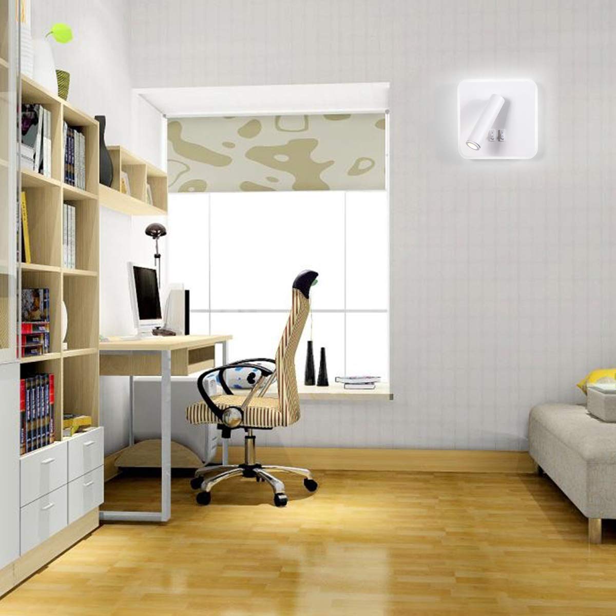 Kawell Modern Wall Light Fixtures 8W Adjustable Bedside Wall Sconce Bedroom Decor Wall Lamp for Reading Room Living Room Library Cool White 6000K