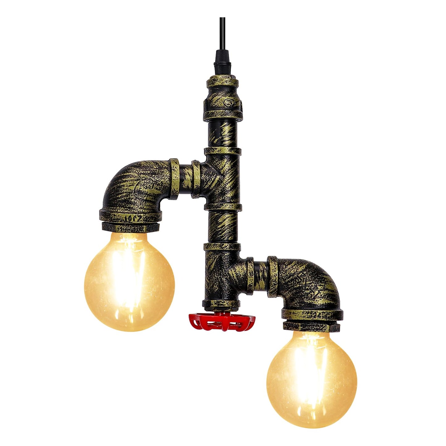 Kawell Vintage Pendant Light Fixtures Industrial Retro Ceiling Chandelier Creative Water Pipe Hanging Light Fixtures Art Deco Iron E26 60W Max for Bedroom Cafe Bar Restaurant Kitchen, Bronze Color