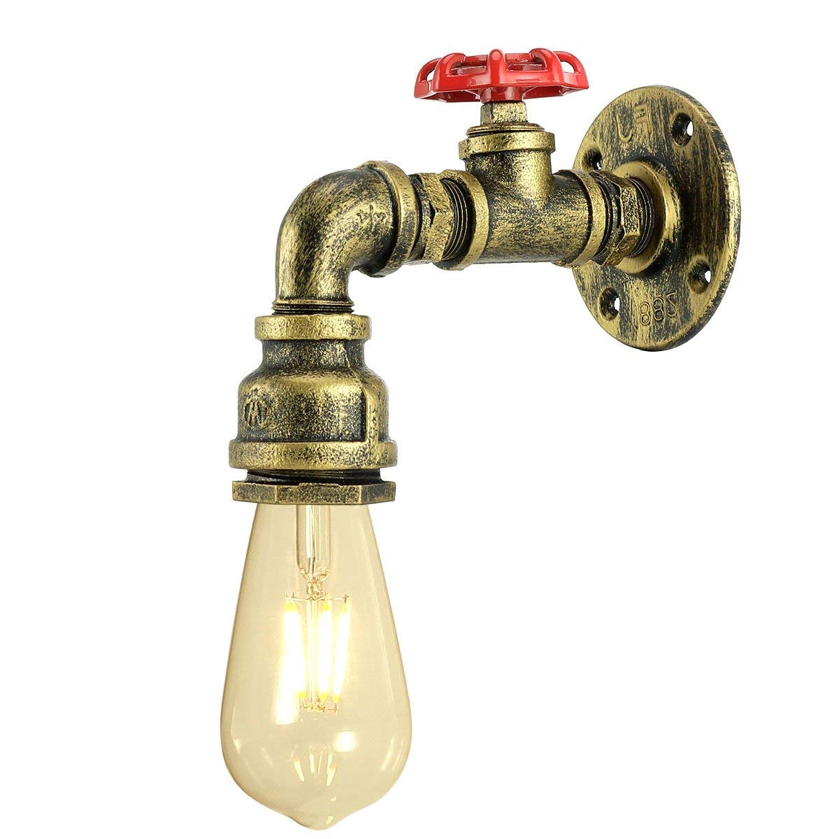 Kawell Vintage Wall Light Fixtures Industrial Retro Wall Sconce Light Creative Water Pipe Wall Lamp Iron Art E26 60W Max for Bedroom Kitchen Restaurant Loft Cafe Bar Hallway