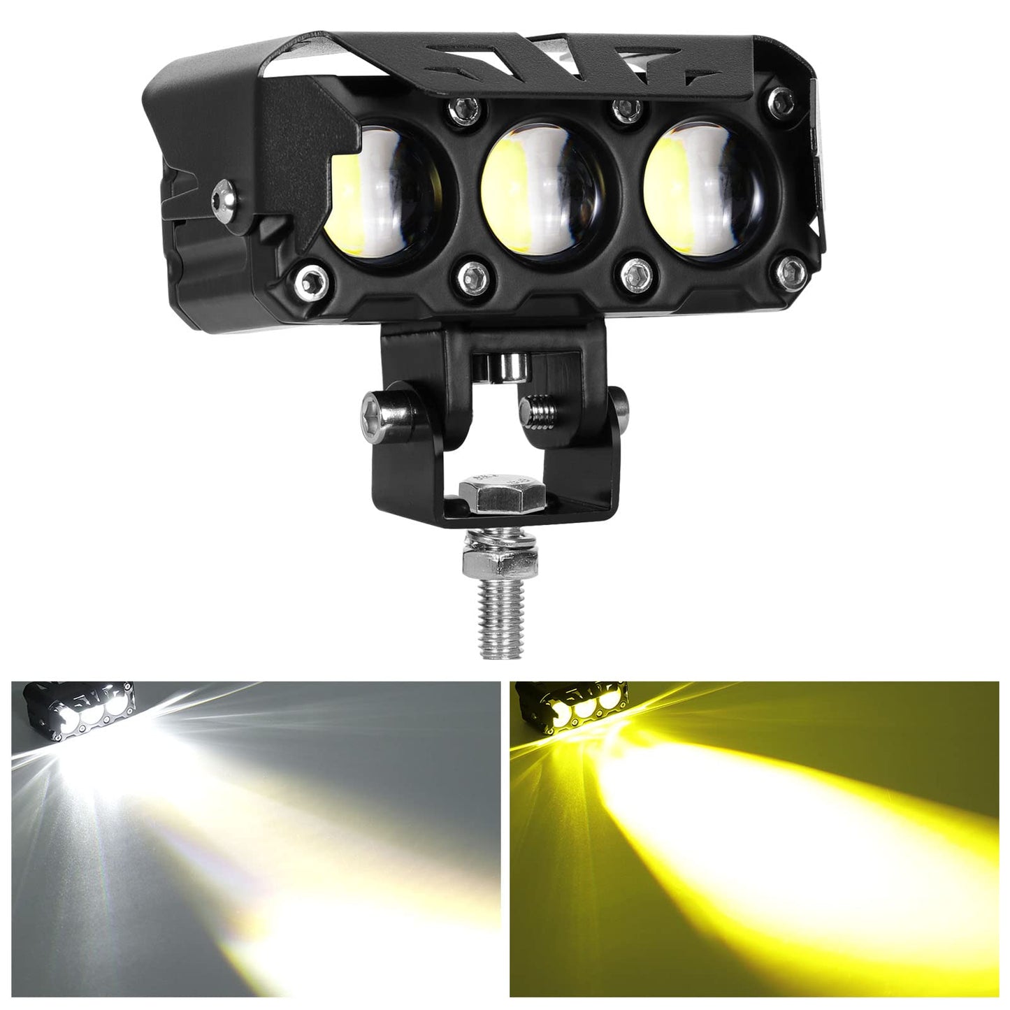 KAWELL 60W LED Driving Light Auxiliary Fog Light LED Spotlight LED Light Pods IP68 Waterproof Double Color LED Work Light for Motorcycle Off Road ATV UTV 4X4 SUV Truck Tractor Boat