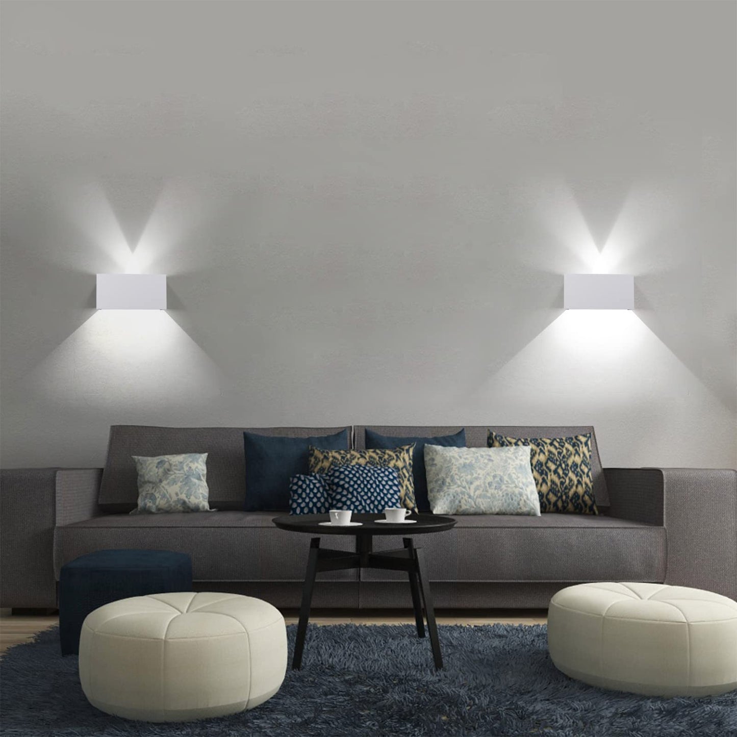 Kawell 12W Modern Wall Light LED Wall Sconce Up Down Adjustable Beam Angle Aluminum Wall Lamp LED Indoor Outdoor Waterproof IP65 for Bedroom Bathroom Corridor Living Room Stairs Hallway, White 6000K