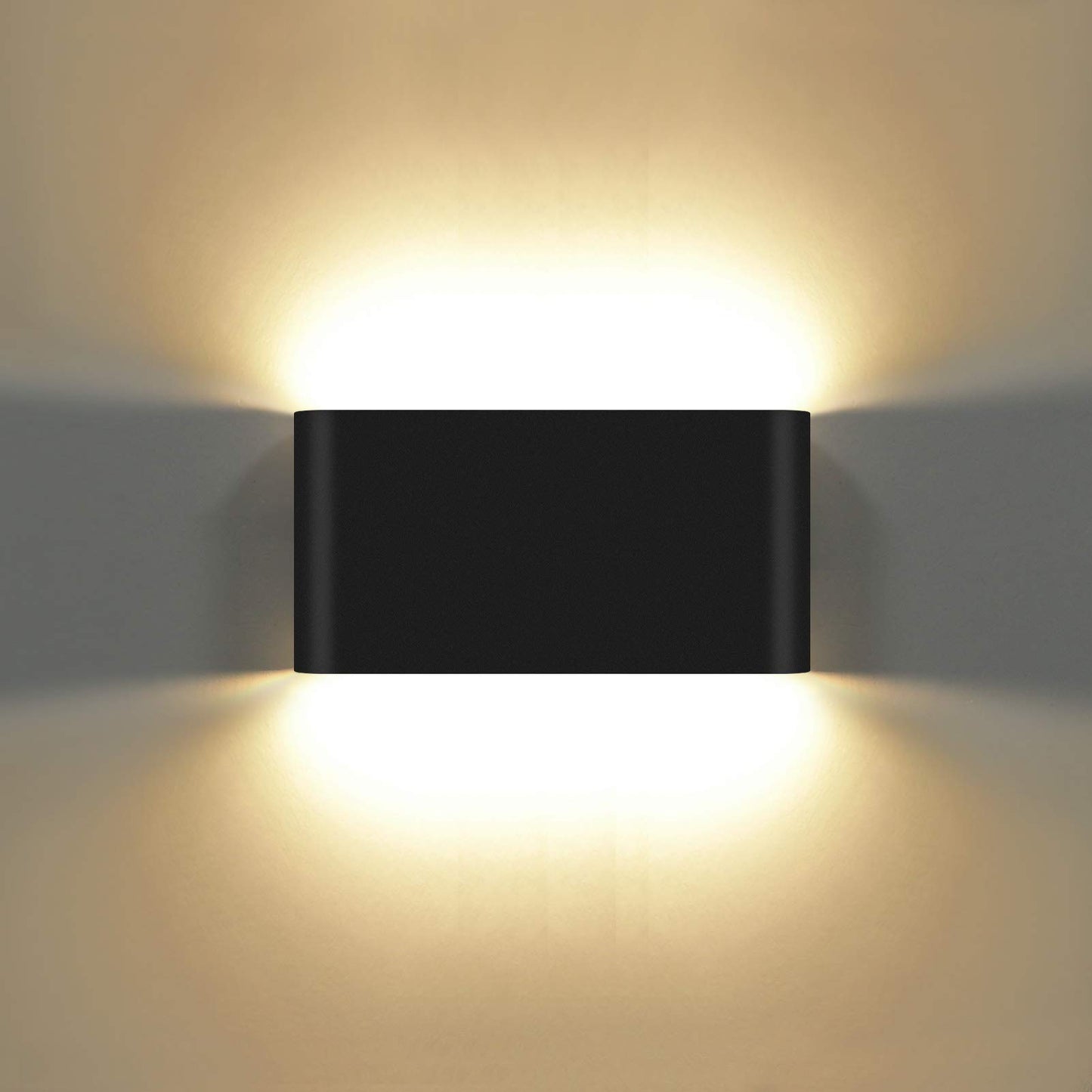 Kawell 12W Waterproof Modern Wall Sconce LED Wall Light Up Down Aluminum Wall Lamp LED Indoor Outdoor for Bathroom Living Room Bedroom Hallway Lounge Porch Corridor, Black 3000K