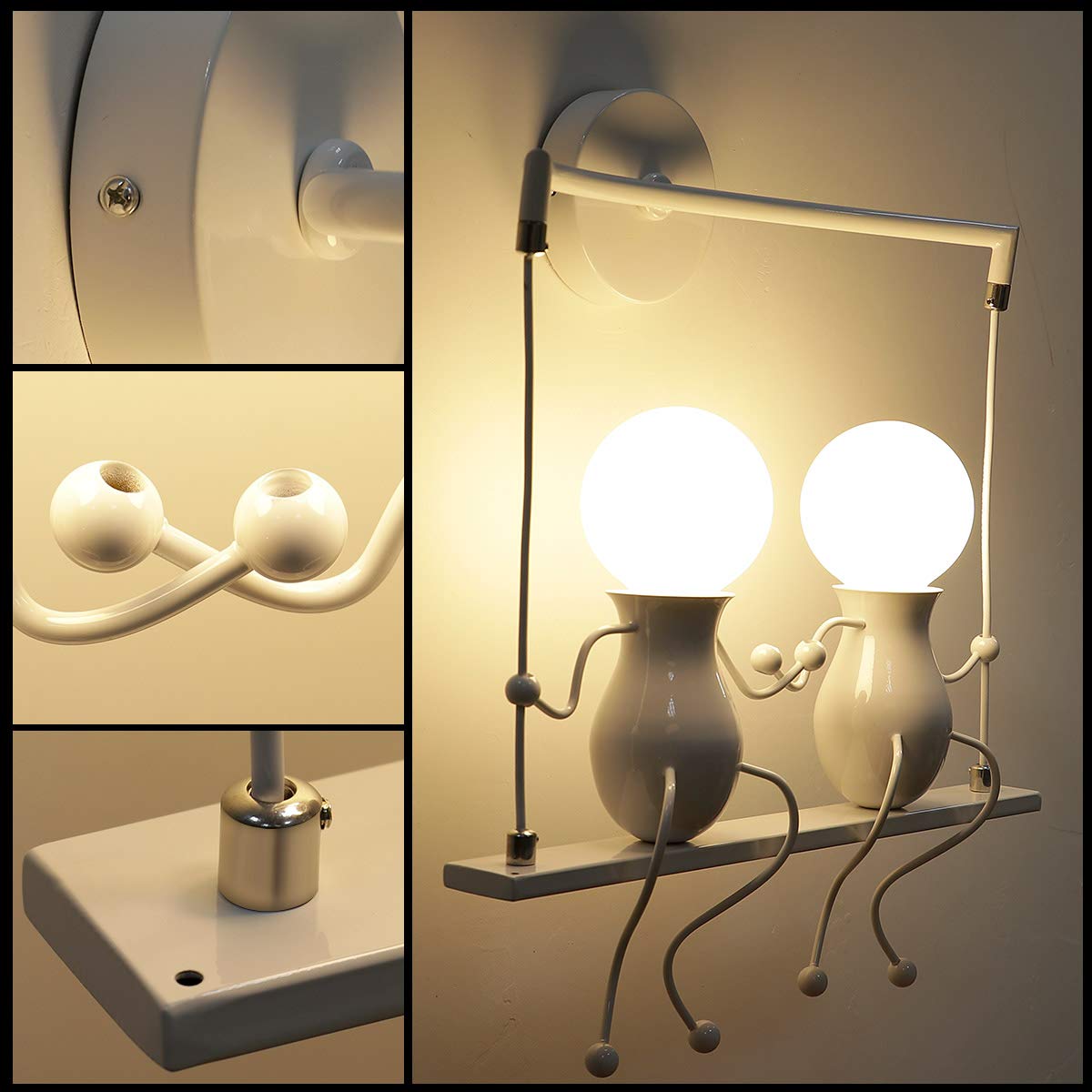 Kawell Humanoid Wall Light Fixtures Modern Wall Lamp Creative Wall Sconce Light Art Deco Max 60W E26 Base for Children Room Bedroom Bedside Living Room Stairs Hallway Restaurant Kitchen