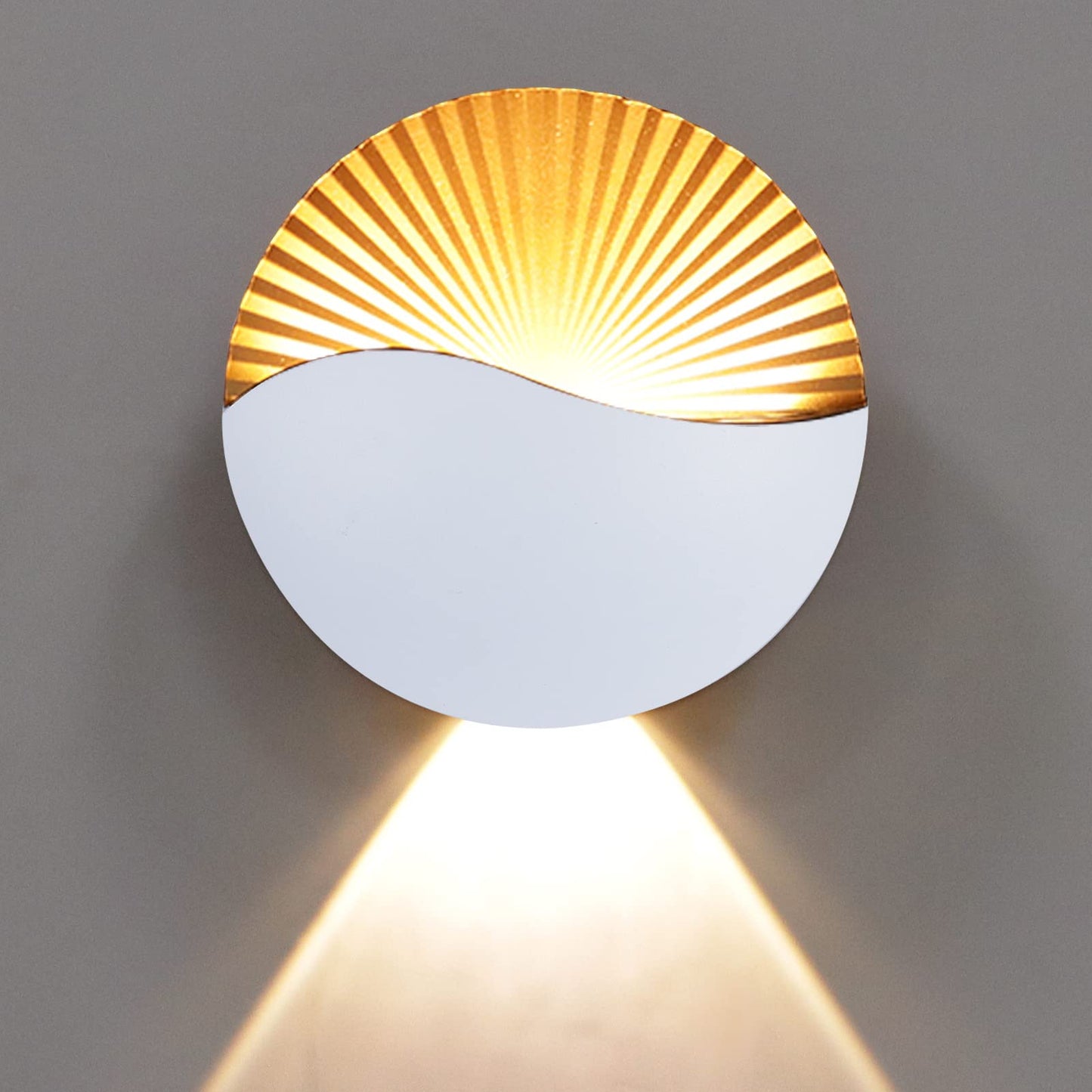 Kawell Modern Creative 12W LED Wall Sconce Waterproof LED Wall Light Indoor Outdoor Wall Lamp LED Sunrise Effect Art Deco for Bedroom Living Room Bathroom Cafe Lounge Corridor Stairs,White 3000K