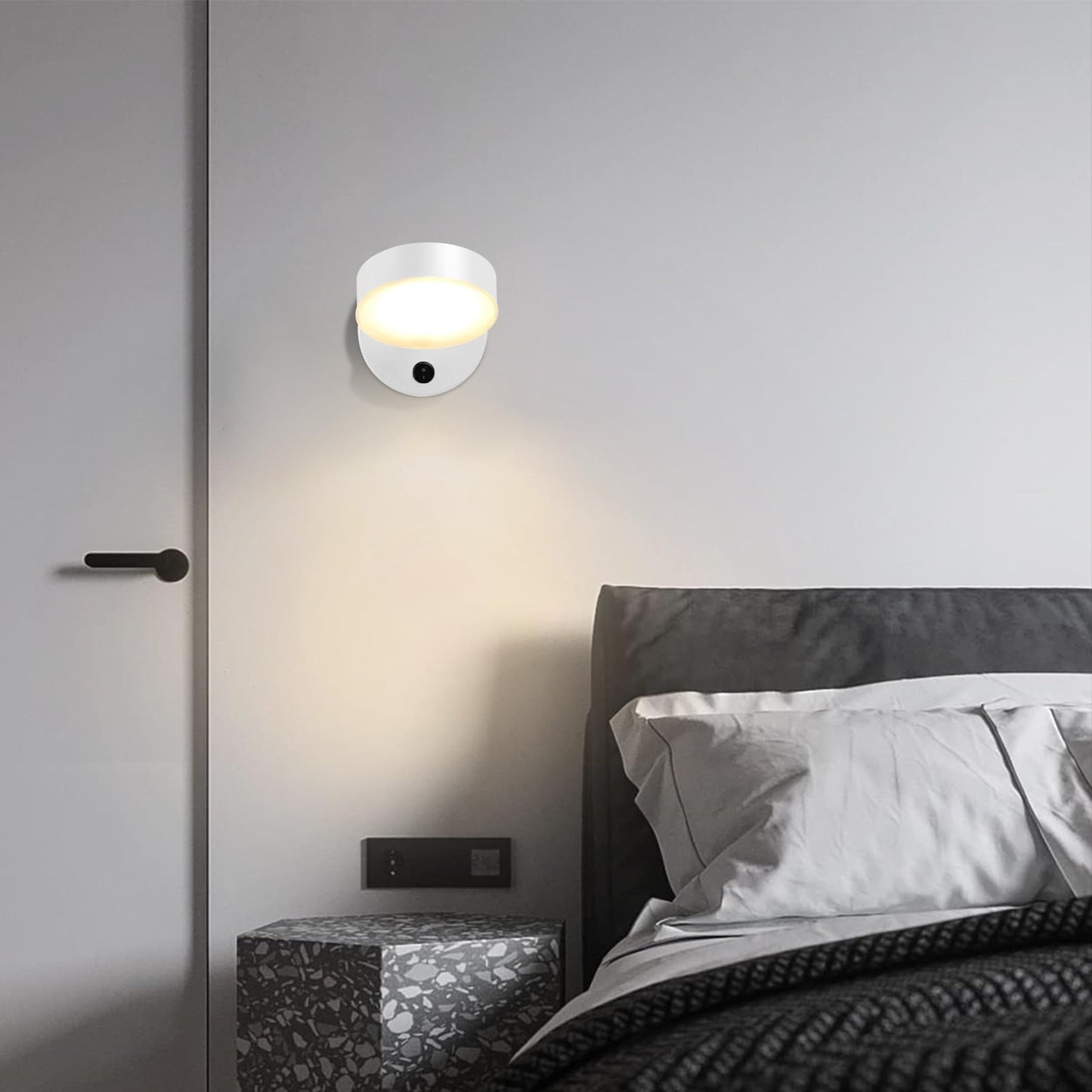 Kawell Modern LED Wall Light Sconce Indoor Rotatable Wall Light with Switch Nordic Style Wall Lamp Hardwired for Bedside, Study, Child Room, White
