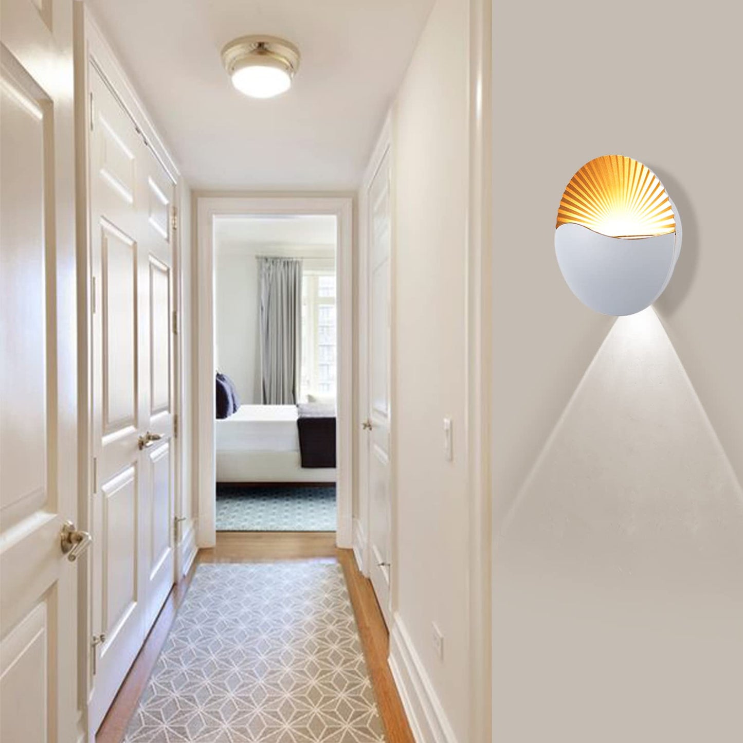 Kawell Modern Creative 12W LED Wall Sconce Waterproof LED Wall Light Indoor Outdoor Wall Lamp LED Sunrise Effect Art Deco for Bedroom Living Room Bathroom Cafe Lounge Corridor Stairs,White 6000K