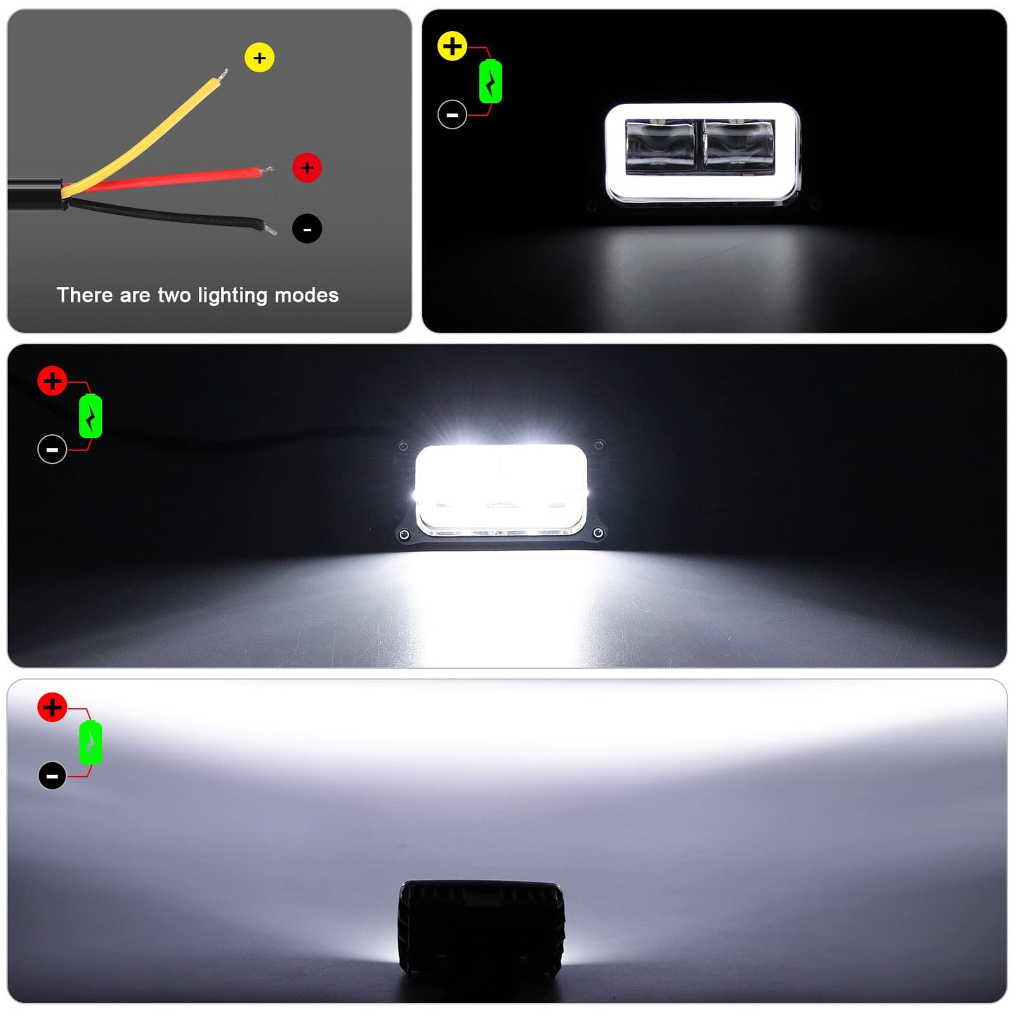 Kawell 20W LED Work Light Pods Add-On Fog Light LED Driving Light Angel Eye Daytime Running Lights Waterproof IP67 for Off Road Motorcycle ATV UTV 4X4 SUV Forklift Truck Tractor Boat