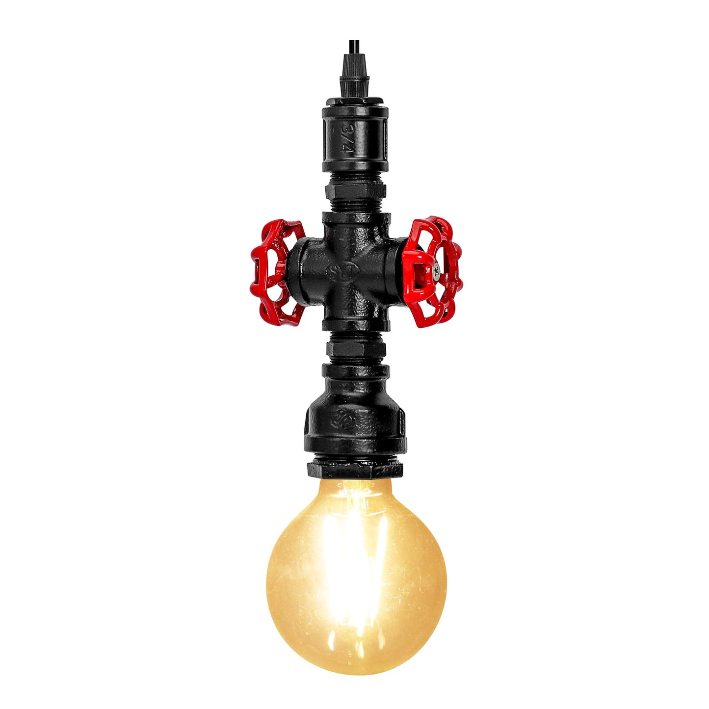 Kawell Vintage Pendant Light Fixtures Industrial Retro Ceiling Chandelier Creative Water Pipe Hanging Light Fixtures Art Deco Iron E26 60W Max for Bedroom Cafe Bar Restaurant Kitchen, Black Color