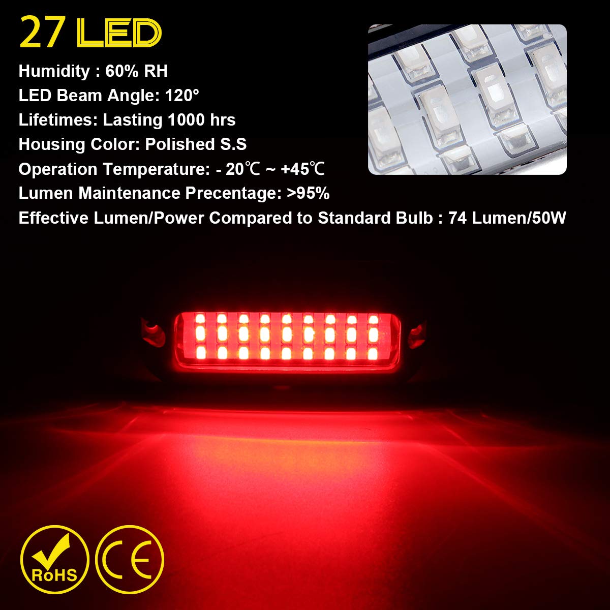 Kawell 27 LED LED Underwater Boat Yacht Lights Waterproof IP68 SUS316 Stainless Steel Pontoon Marine Transom Lights for Swiming Driving Fishing Red