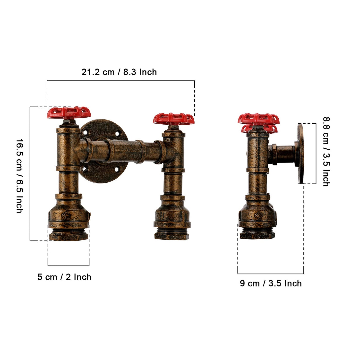 Kawell Vintage Wall Light Fixtures Industrial Retro Wall Sconce Light Creative Water Pipe Wall Lamp Iron Art E26 60W Max for Bedroom Kitchen Restaurant Loft Cafe Bar Hallway