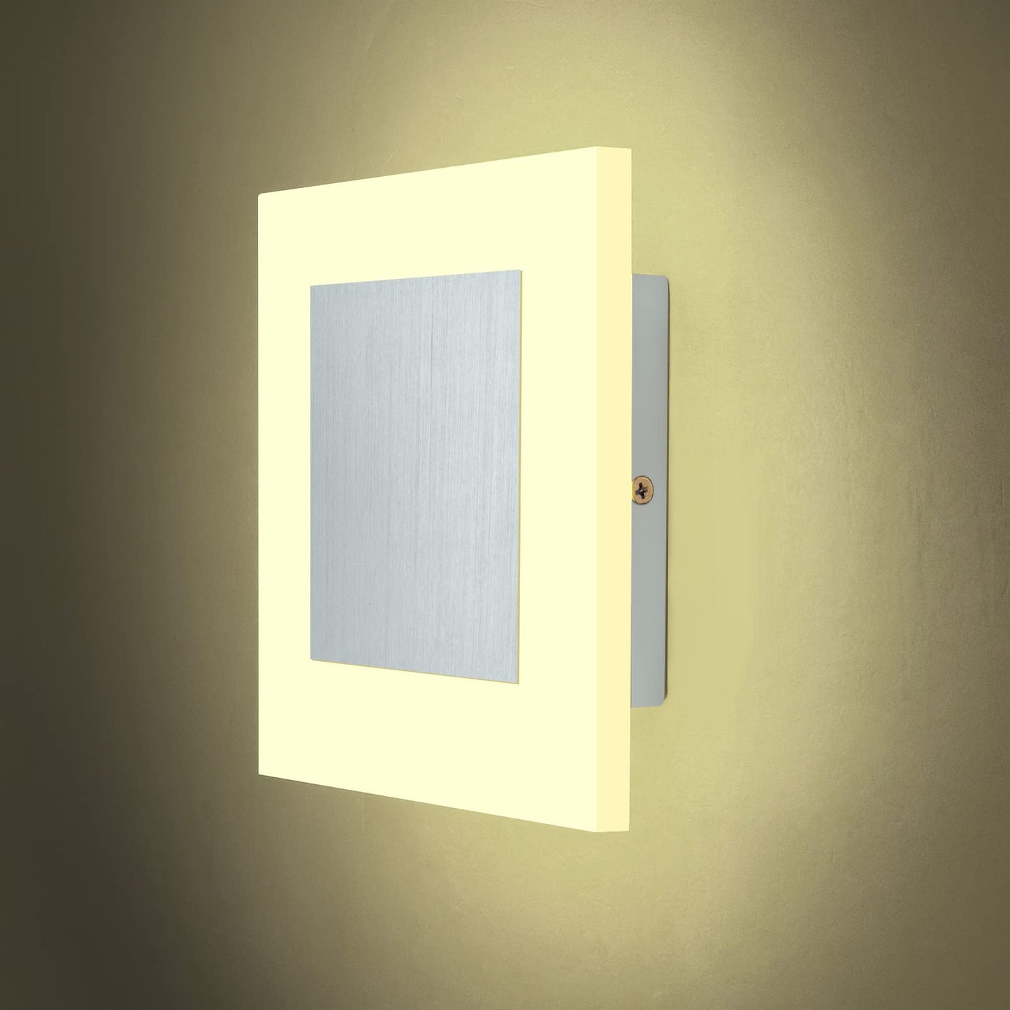 Kawell Modern 10W LED Wall Sconces Indoor LED Wall Light Square Acrylic LED Wall Lamp Minimalists LED Wall Light Sconce for Bedroom Living Room Stairwell Hallway Lounge, Natural White