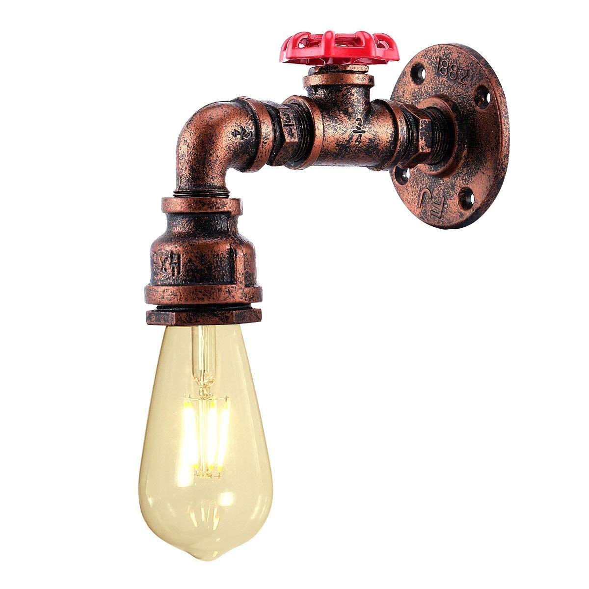 Kawell Vintage Wall Light Fixtures Industrial Retro Wall Sconce Light Creative Water Pipe Wall Lamp Iron Art E26 60W Max for Bedroom Kitchen Restaurant Loft Cafe Bar Hallway