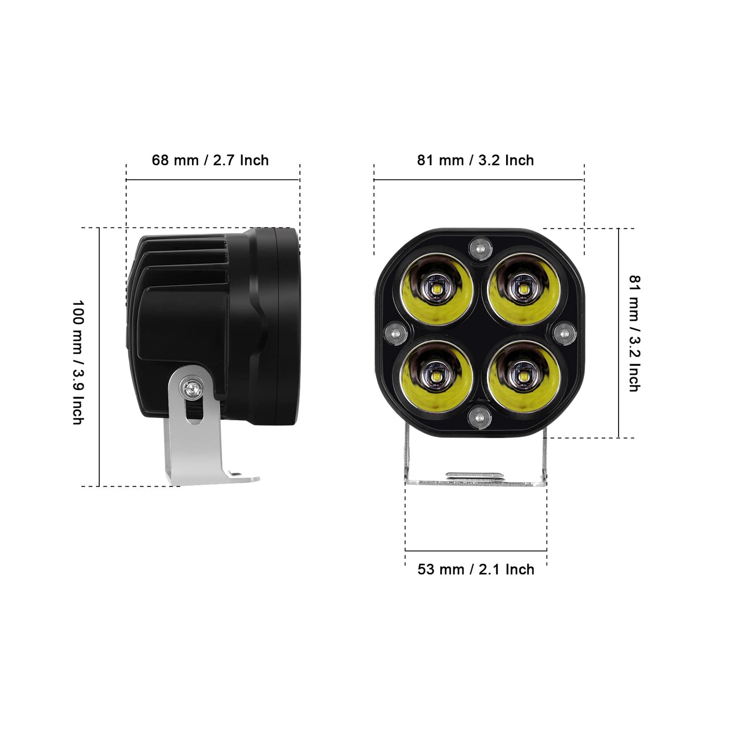 Kawell 40W LED Fog Light Pods 6500K Spotlight LED Driving Light IP67 Waterproof LED Work Light Pods for Motorcycle Off road ATV UTV 4X4 SUV Truck Tractor Boat