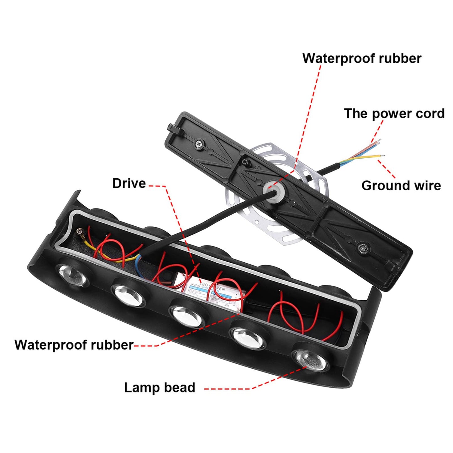 Kawell 10W Waterproof Modern Wall Sconces LED Wall Light Up Down Aluminum Wall Lamp LED Indoor Outdoor for Bedroom Living Room Bathroom Porch Stairs Hotels Garden Pathway, Black 6000K