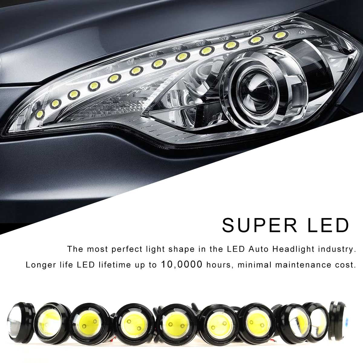 Kawell Universal 10 Pack High Power White 9W LED Eagle Eye Bumper DRL Fog Light Motorcycle Light Daytime Running Tail Backup Light Car Motor Clearance Marker Lights