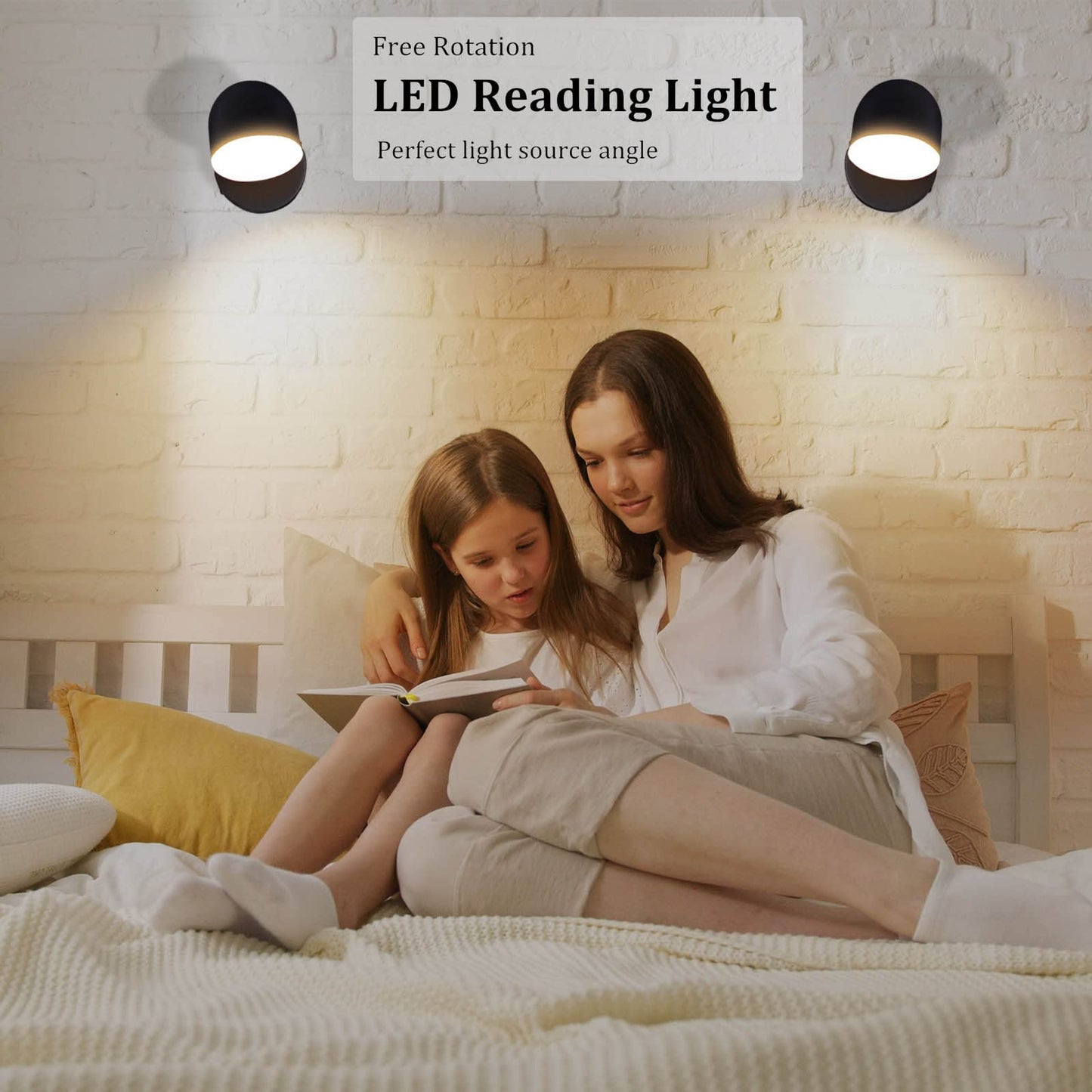 Kawell Touch Sensitive LED Wall Sconces Stepless Dimming LED Wall Light 350°Rotate LED Wall Lamp Modern Reading LED Wall Light Sconce Indoor for Bedroom Living Room Beside Stairs, Warm White