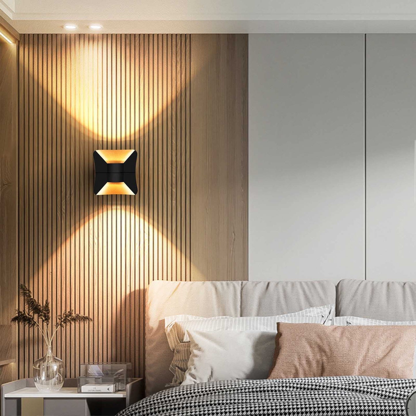 Kawell Creative 10W Modern LED Wall Sconces Up Down Waterproof IP65 LED Wall Light Art Decor LED Wall Lamp Indoor Outdoor for Bedroom Bathroom Living Room Corridor Stairs Porch, Warm 3000K