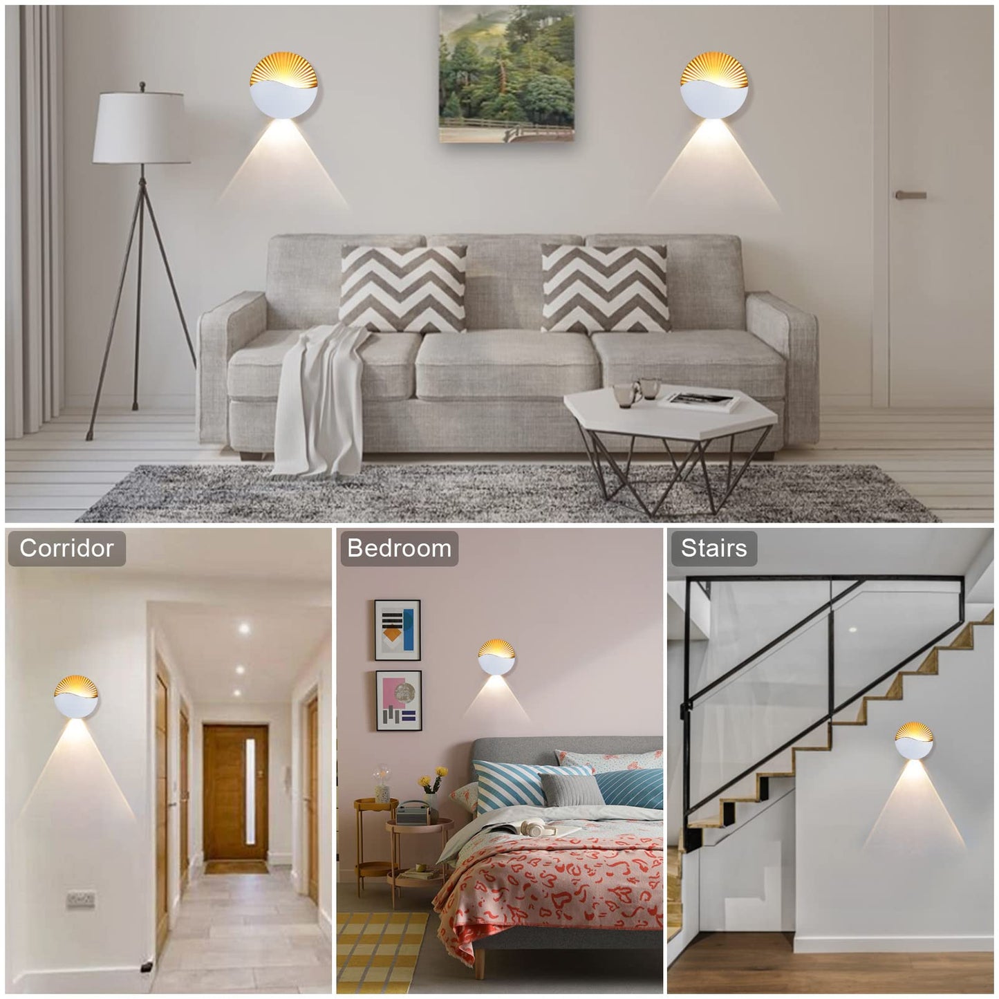 Kawell Modern Creative 12W LED Wall Sconce Waterproof LED Wall Light Indoor Outdoor Wall Lamp LED Sunrise Effect Art Deco for Bedroom Living Room Bathroom Cafe Lounge Corridor Stairs,White 3000K