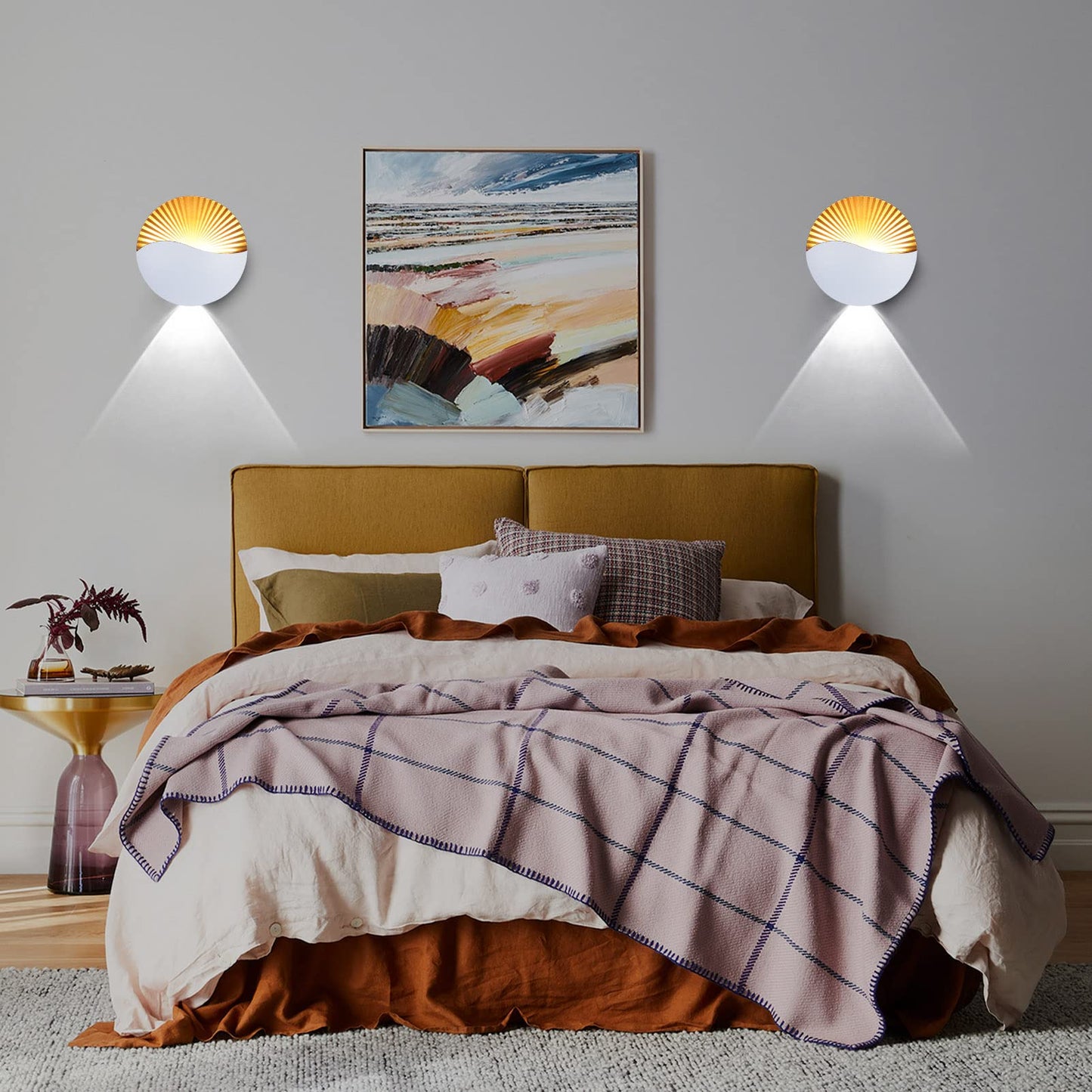 Kawell Modern Creative 12W LED Wall Sconce Waterproof LED Wall Light Indoor Outdoor Wall Lamp LED Sunrise Effect Art Deco for Bedroom Living Room Bathroom Cafe Lounge Corridor Stairs,White 6000K