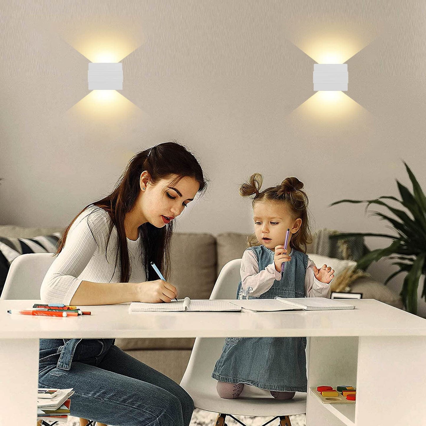 Kawell Modern LED Wall Sconces Up Down LED Wall Light Indoor Outdoor Creative LED Wall Lamp 10W Hallway Wall Mounted Lighting Fixtures for Bedroom Living Room Stairs Porch, Warm White