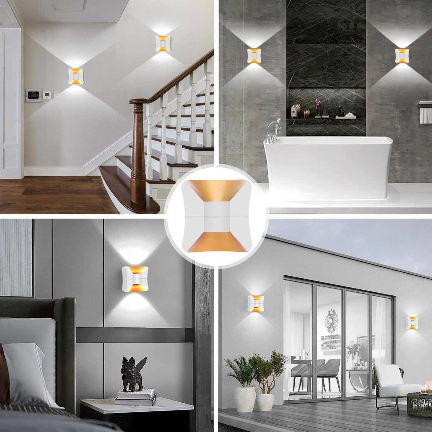 Kawell Creative 10W Modern LED Wall Sconces Up Down Waterproof IP65 LED Wall Light Art Decor LED Wall Lamp Indoor Outdoor for Bedroom Bathroom Living Room Corridor Stairs Porch, Cold 6000K