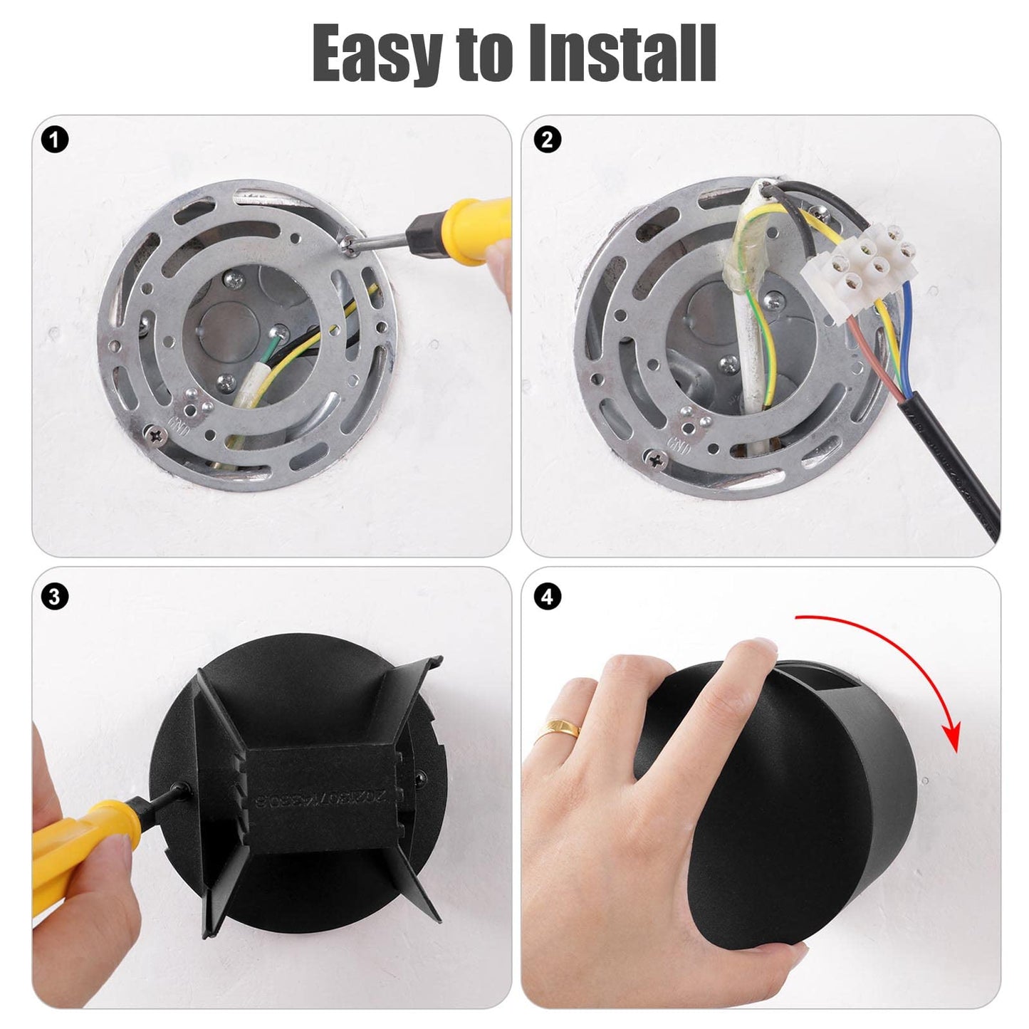 Kawell Modern 8W LED Wall Sconce Lighting Up Down LED Wall Light Indoor Outdoor Waterproof LED Wall Lamp White Round Wall Mount Lights for Bedroom Living Room Hallway Stairs Bathroom, Black 3000K