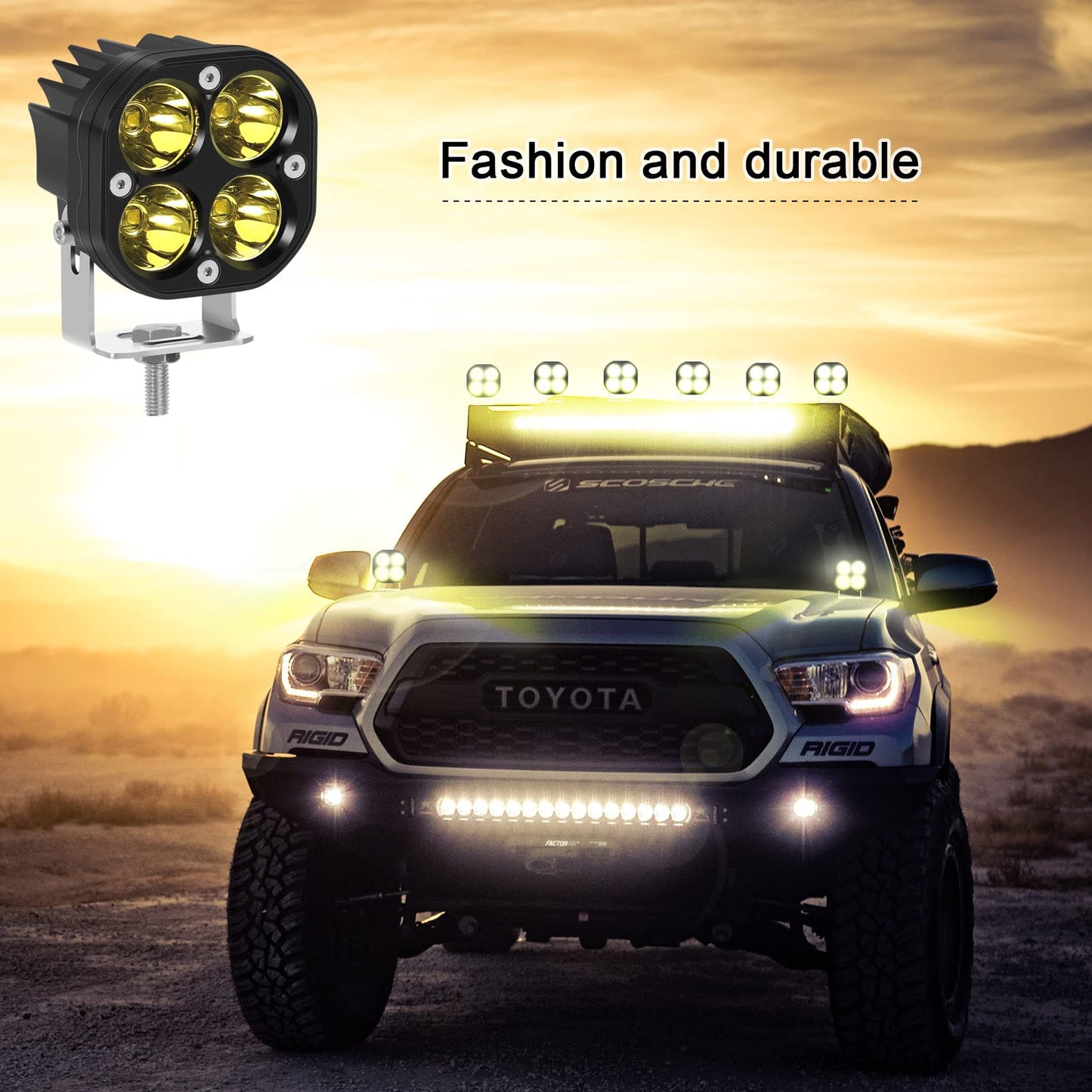 Kawell 40W LED Fog Light Pods 3000K Spotlight LED Driving Light IP67 Waterproof LED Work Light Pods for Motorcycle Off road ATV UTV 4X4 SUV Truck Tractor Boat