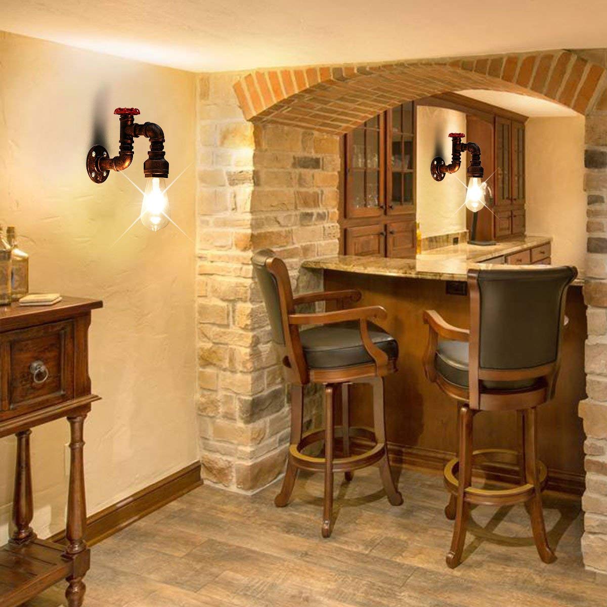 Kawell Vintage Wall Light Fixtures Industrial Retro Wall Sconce Light Creative Water Pipe Wall Lamp Iron Art E26 60W Max for Bedroom Kitchen Restaurant Loft Cafe Bar Hallway