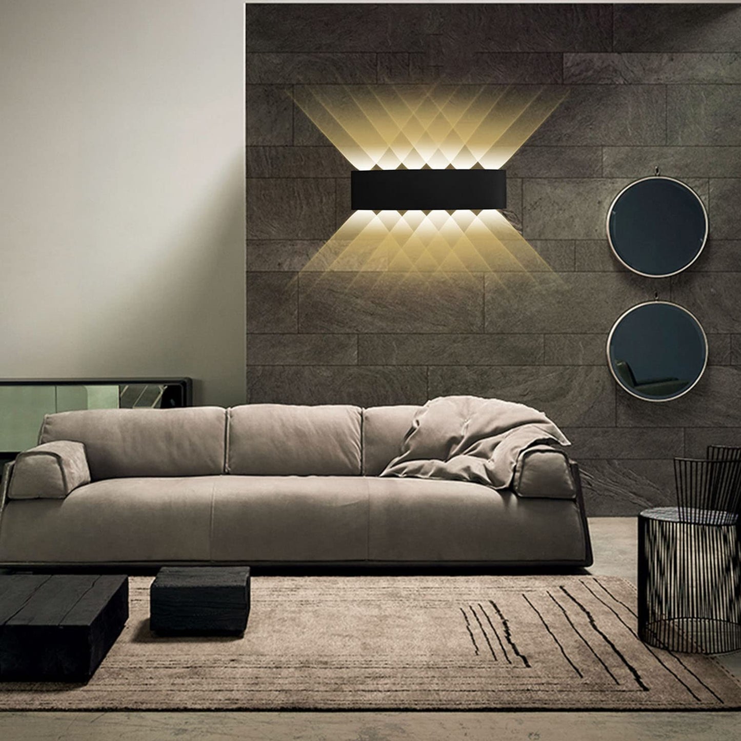 Kawell 12W Waterproof Modern Wall Light LED Wall Lamp Aluminum LED Wall Sconce Up Down Indoor Outdoor for Bedroom Bathroom Hallway Porch Corridor Hotel Doorway Garden Pathway, Black 3000K