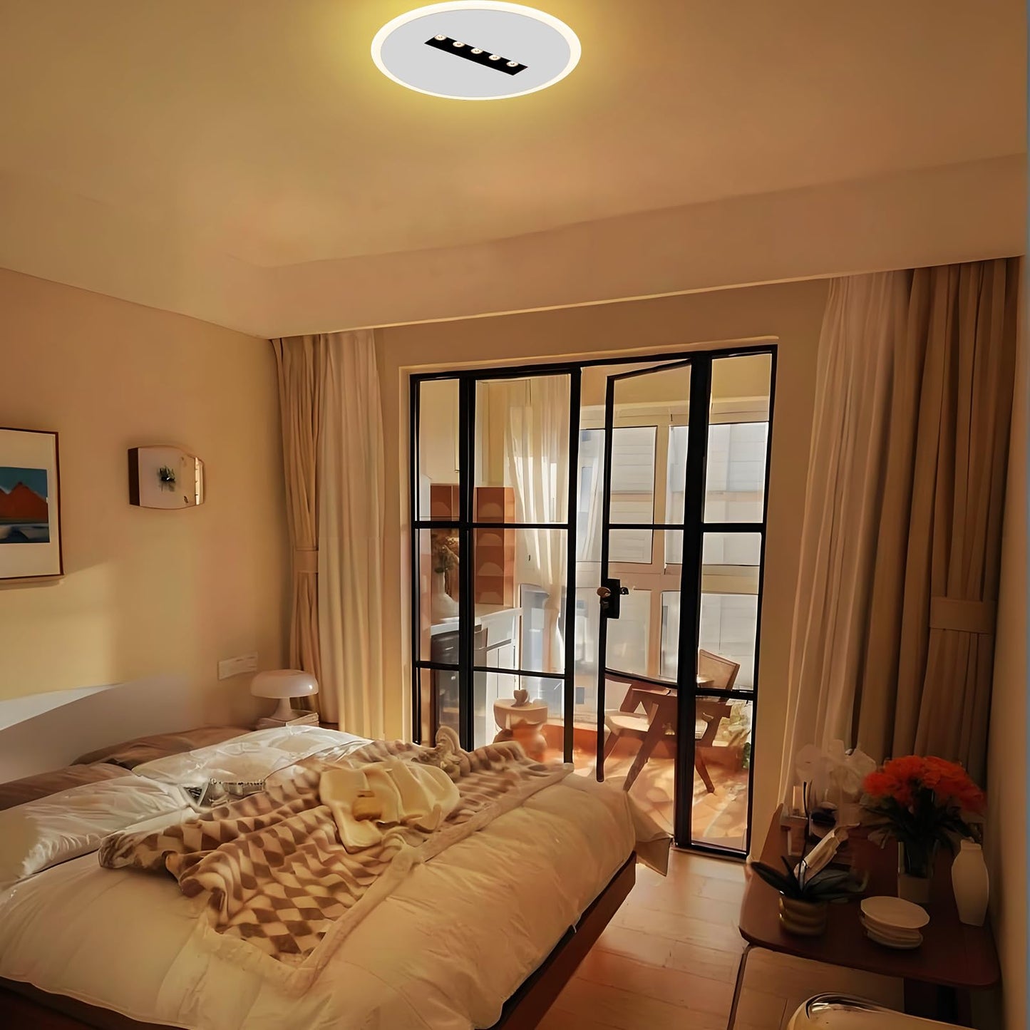Kawell Creative 13W Close to Ceiling Light with 5W Spotlight 9.4 Inch LED Ceiling Light Hardwired Acrylic LED Ceiling Lamp Indoor for Hallway Bedroom Study Living Room, White(Warm White)