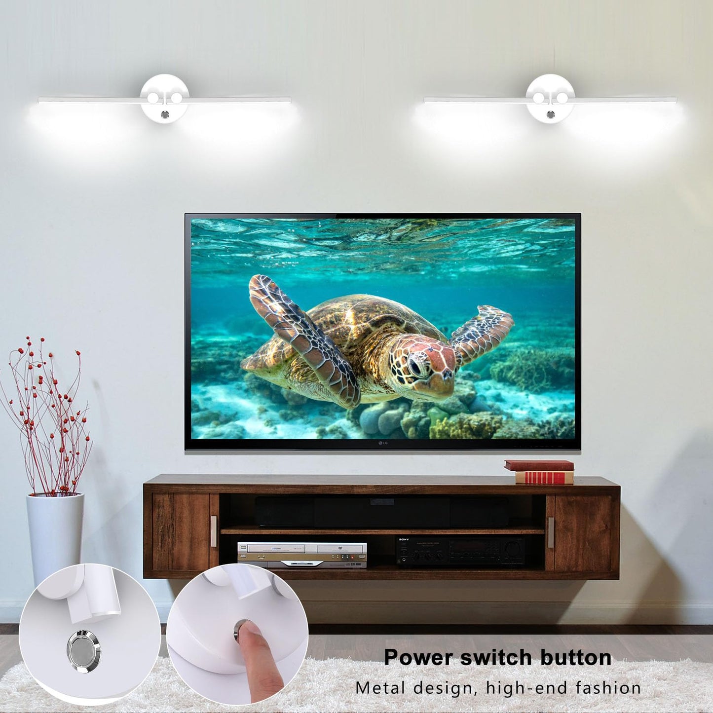 Kawell 10W Modern LED Wall Light with Switch Indoor LED Wall Sconce Hardwired LED Wall Lamp Bar with 300° Rotatable Lamp Arms for Living Room Background Wall Bedroom Hallway Aisle, White 6000K