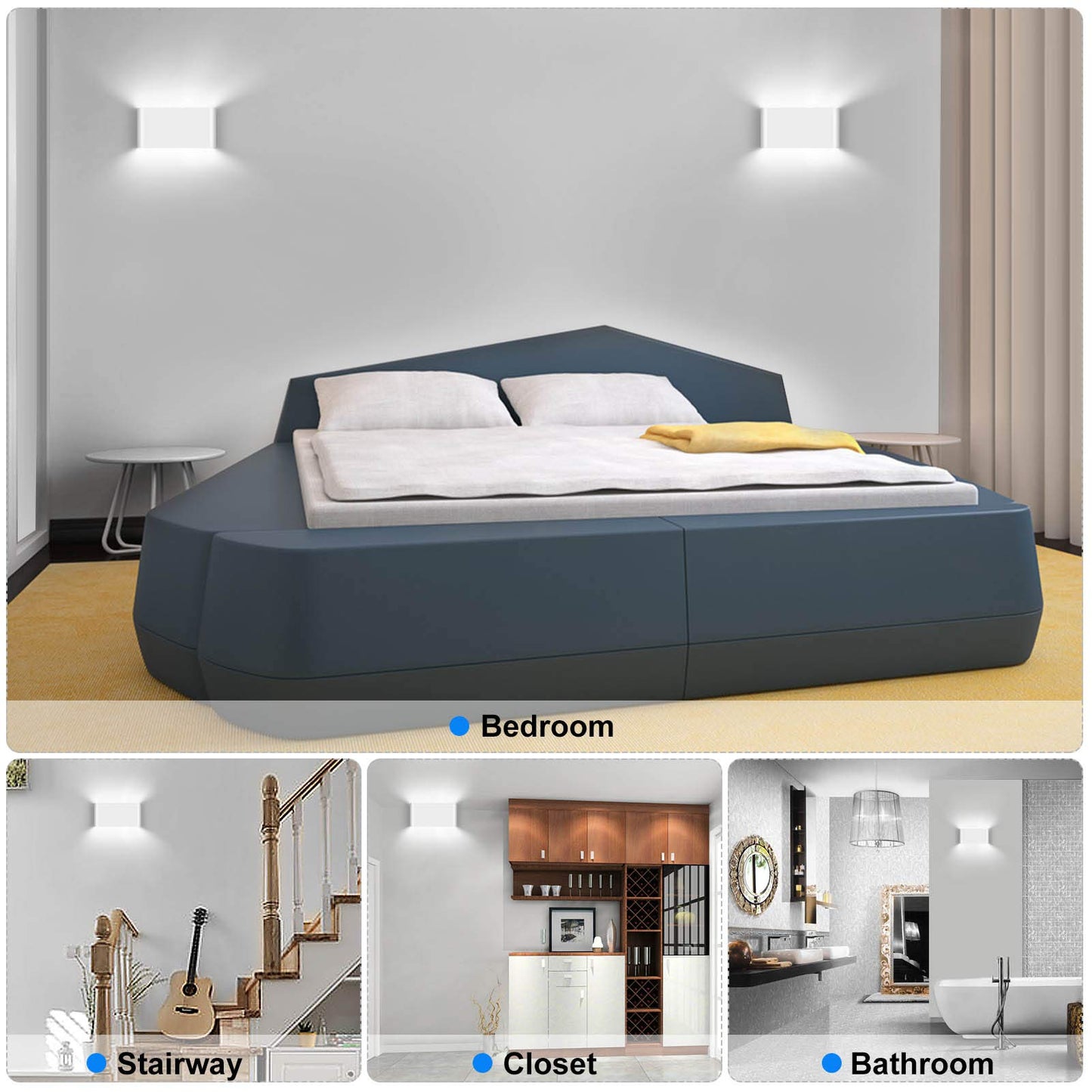 Kawell 12W Waterproof Modern Wall Sconce LED Wall Light Up Down Aluminum Wall Lamp LED Indoor Outdoor for Bathroom Living Room Bedroom Hallway Lounge Porch Corridor, White 6000K