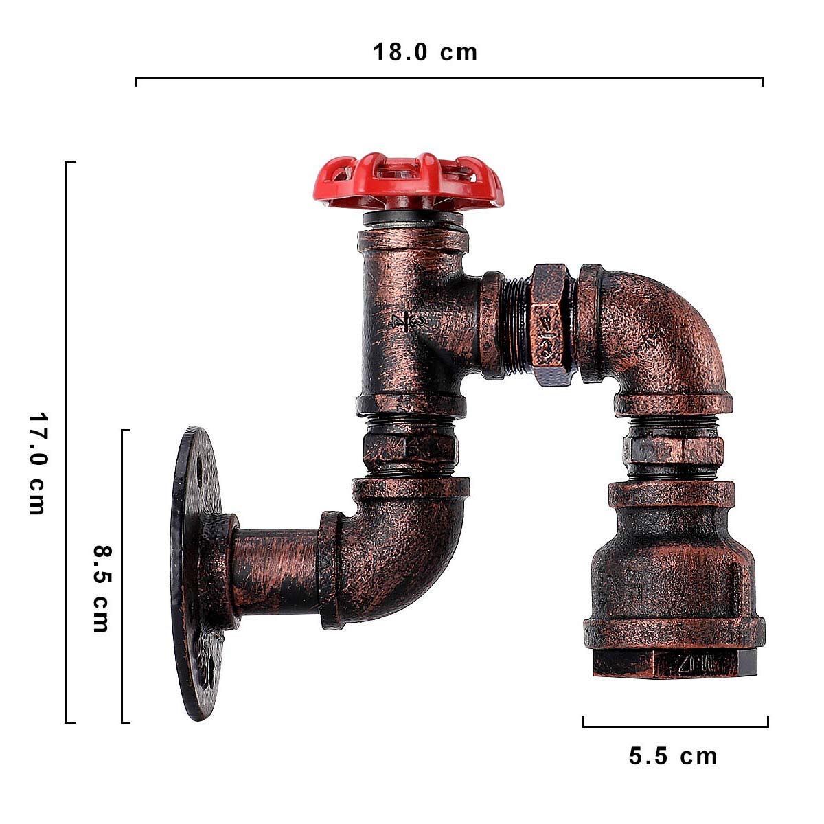 Kawell Vintage Wall Light Fixtures Industrial Retro Wall Sconce Light Creative Water Pipe Wall Lamp Iron Art E26 60W Max for Bedroom Kitchen Restaurant Loft Cafe Bar Hallway